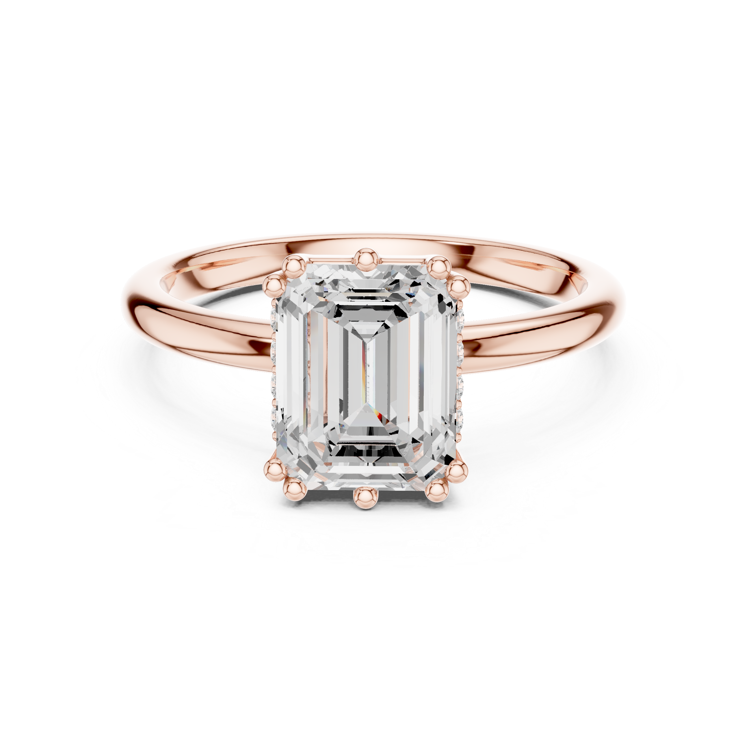 Emerald Cut Solitaire Engagement Ring with Hidden Diamond Gallery