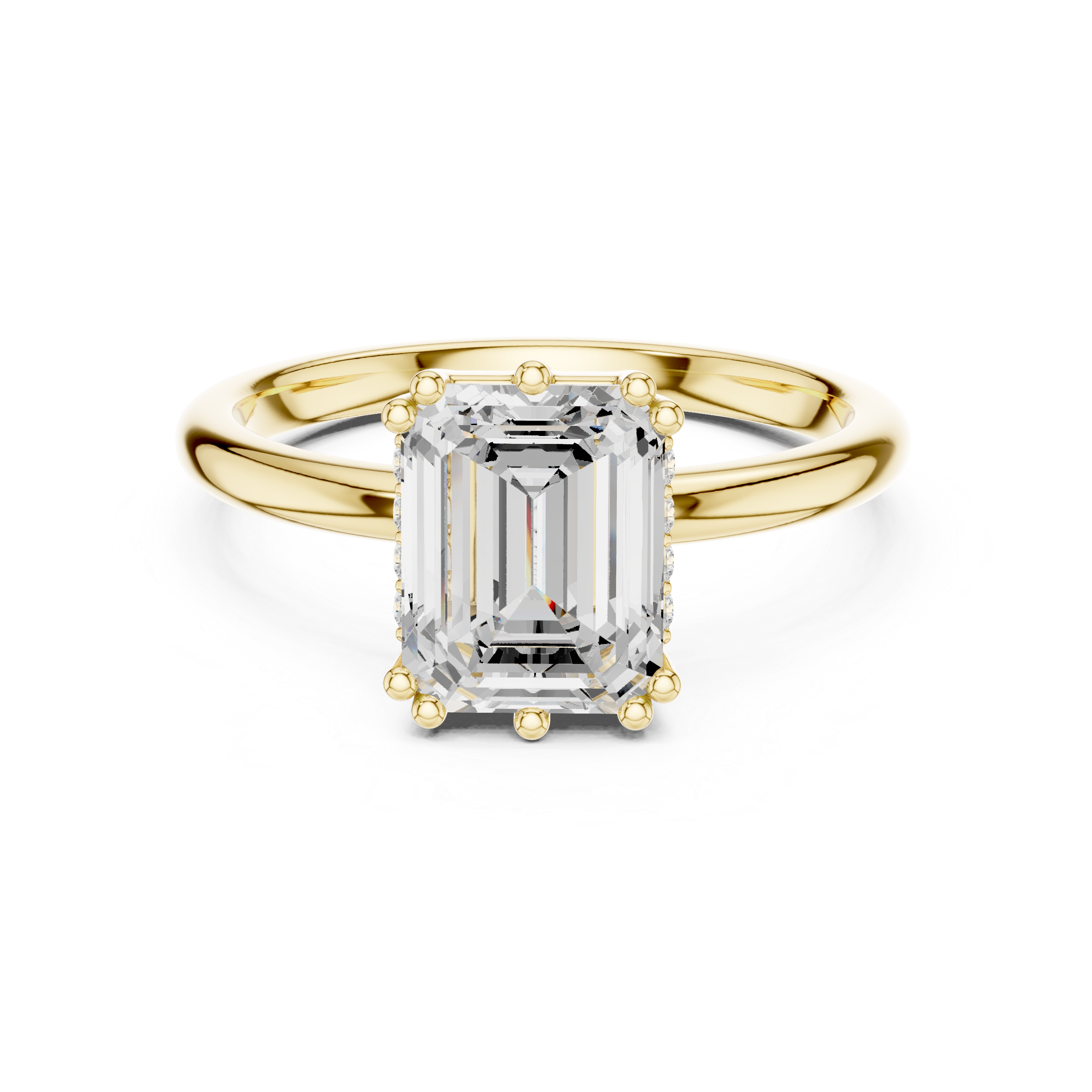 Emerald Cut Solitaire Engagement Ring with Hidden Diamond Gallery
