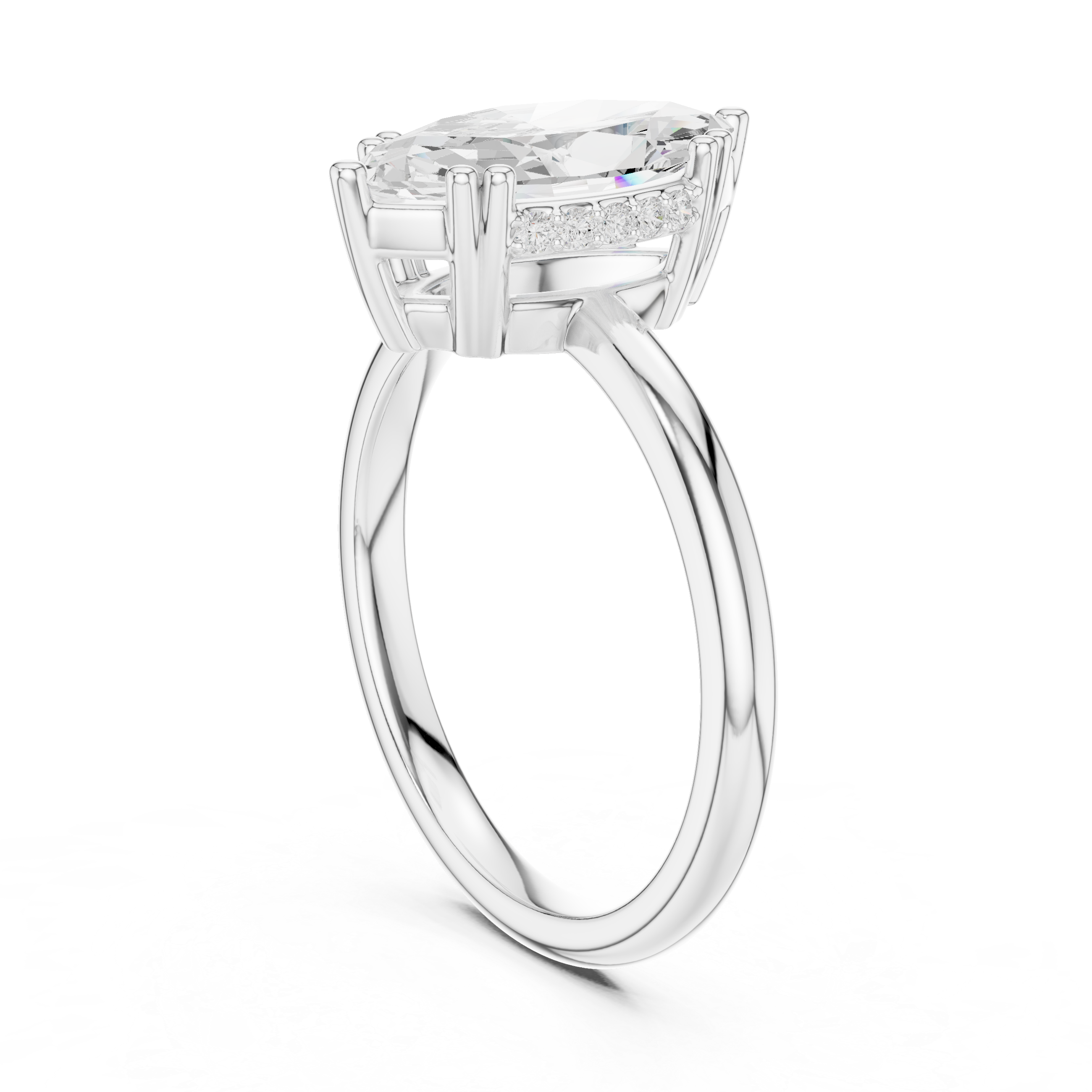 Marquise Cut Solitaire Engagement Ring with Hidden Diamond Gallery
