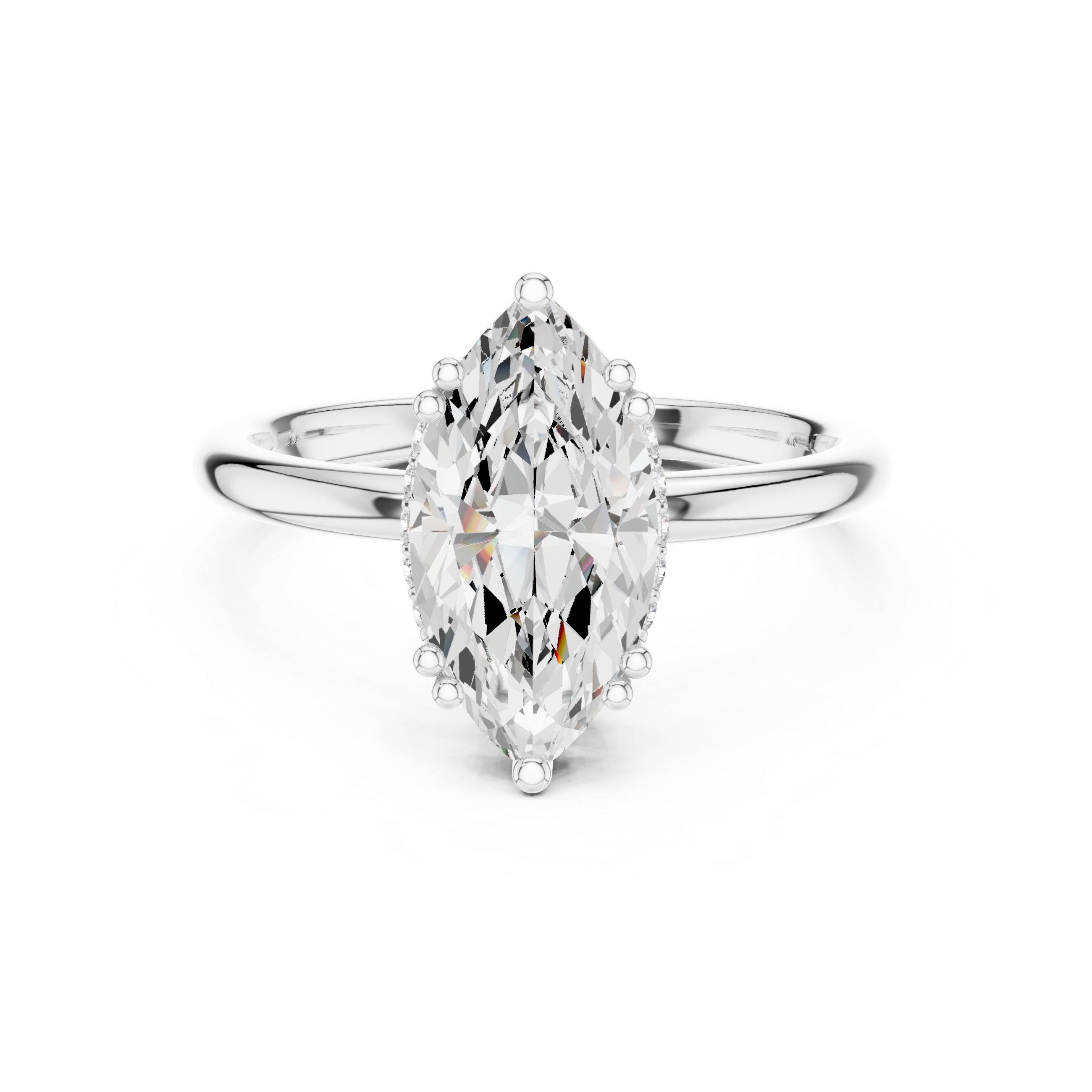 Marquise Cut Solitaire Engagement Ring with Hidden Diamond Gallery