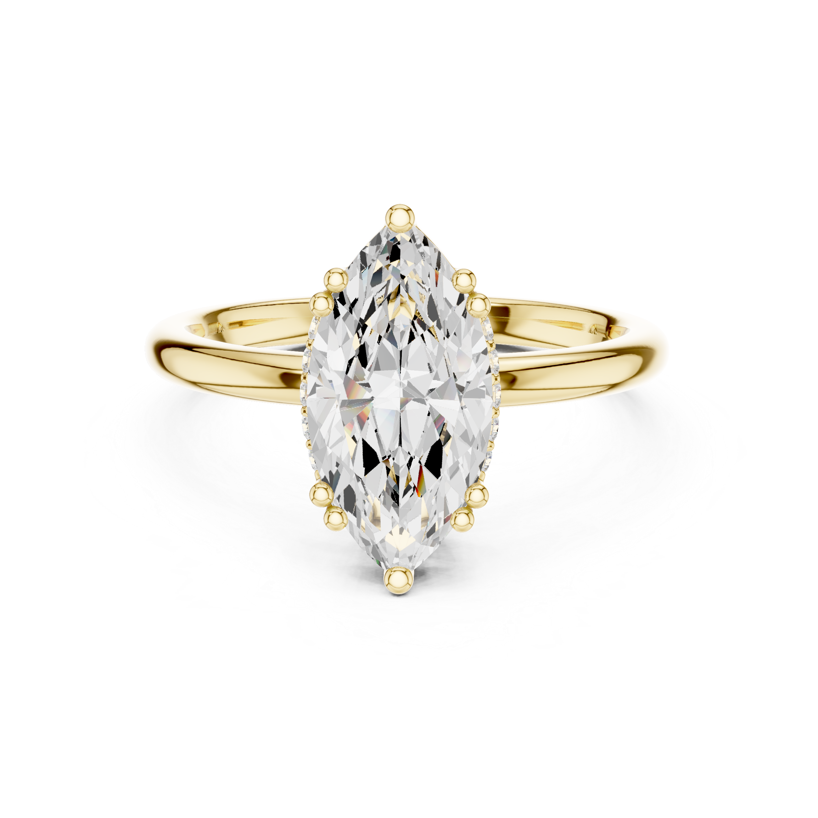 Marquise Cut Solitaire Engagement Ring with Hidden Diamond Gallery
