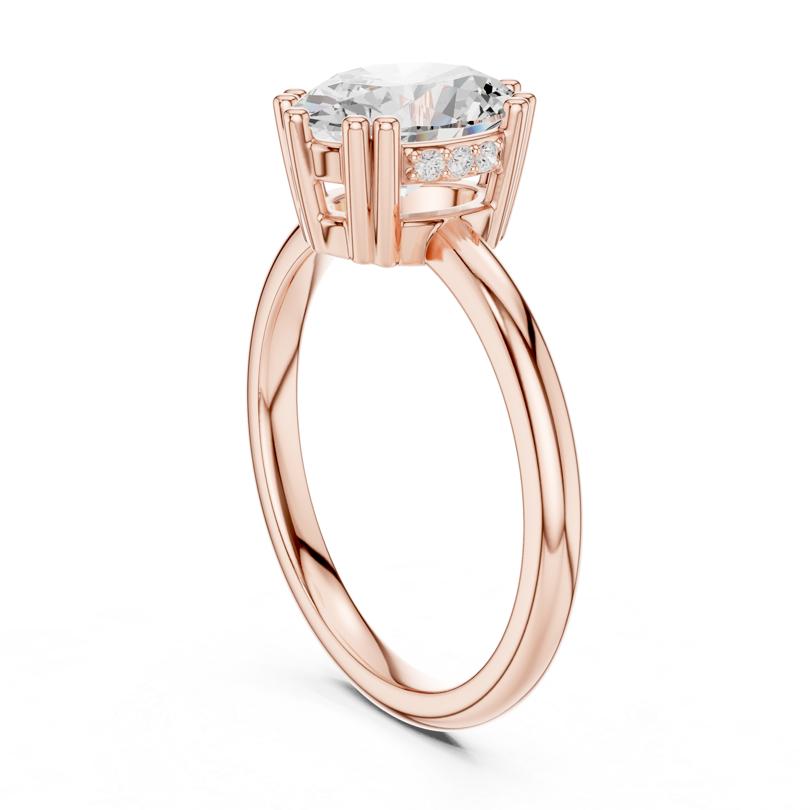 Oval Cut Solitaire Engagement Ring with Hidden Diamond Gallery