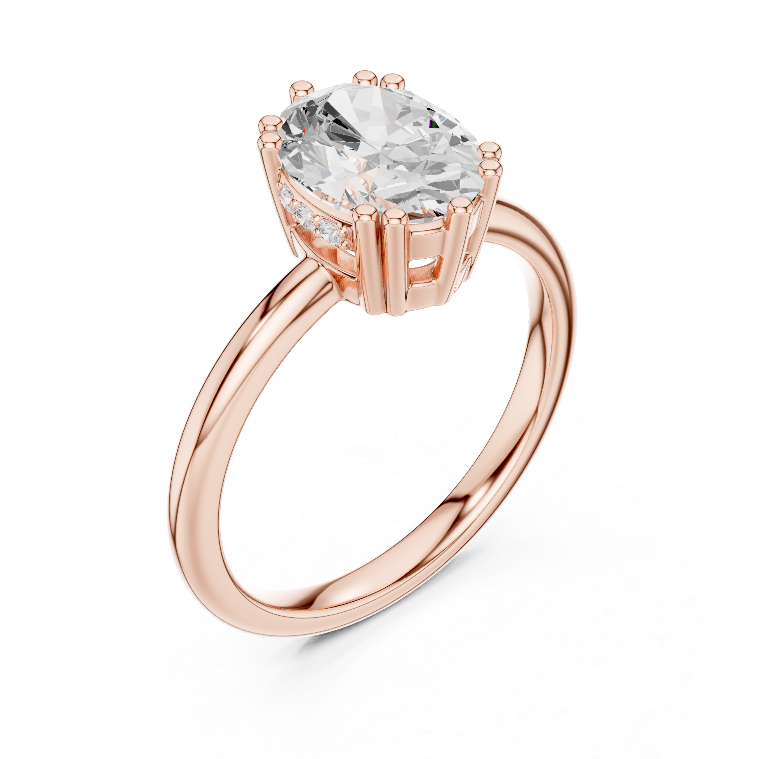 Oval Cut Solitaire Engagement Ring with Hidden Diamond Gallery