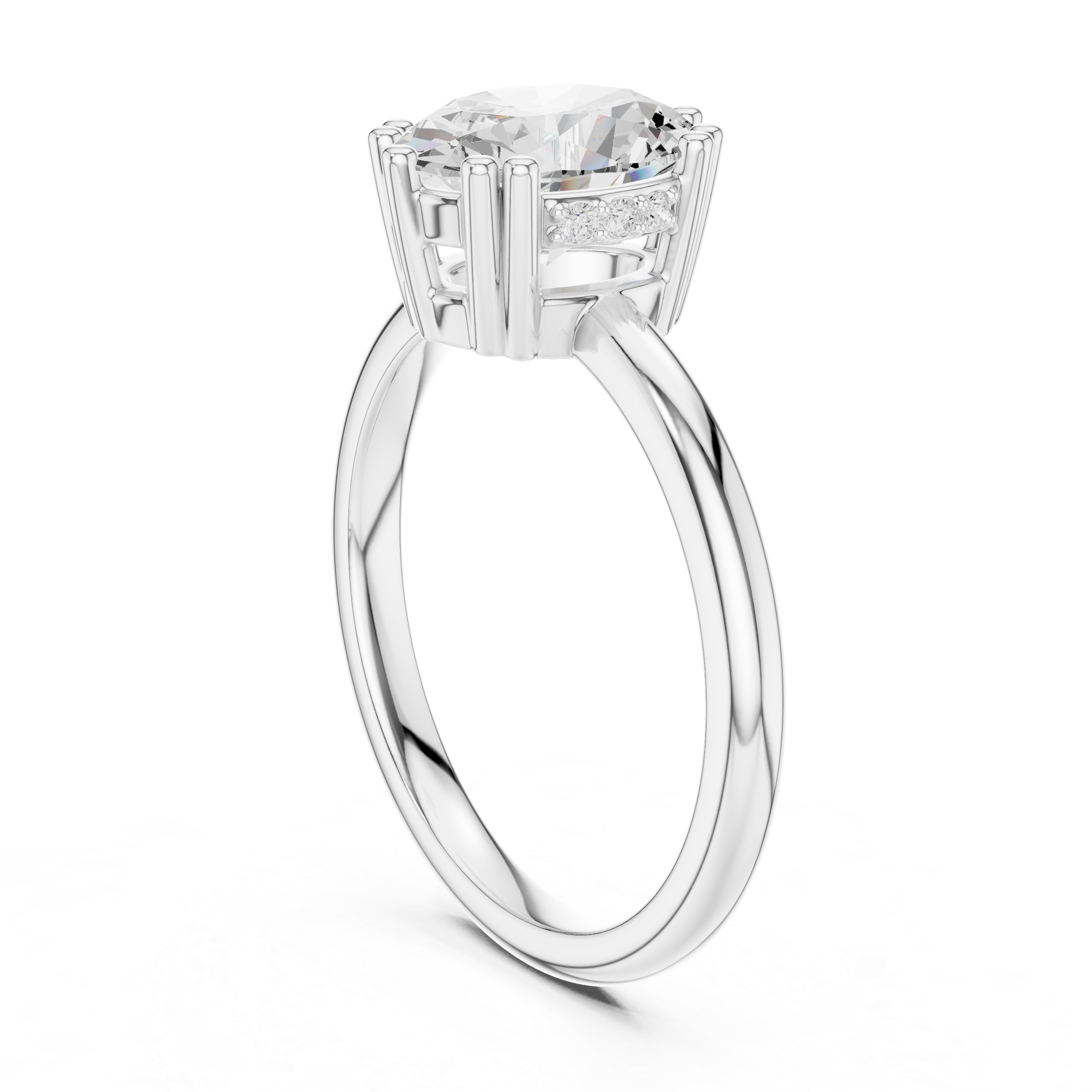 Oval Cut Solitaire Engagement Ring with Hidden Diamond Gallery