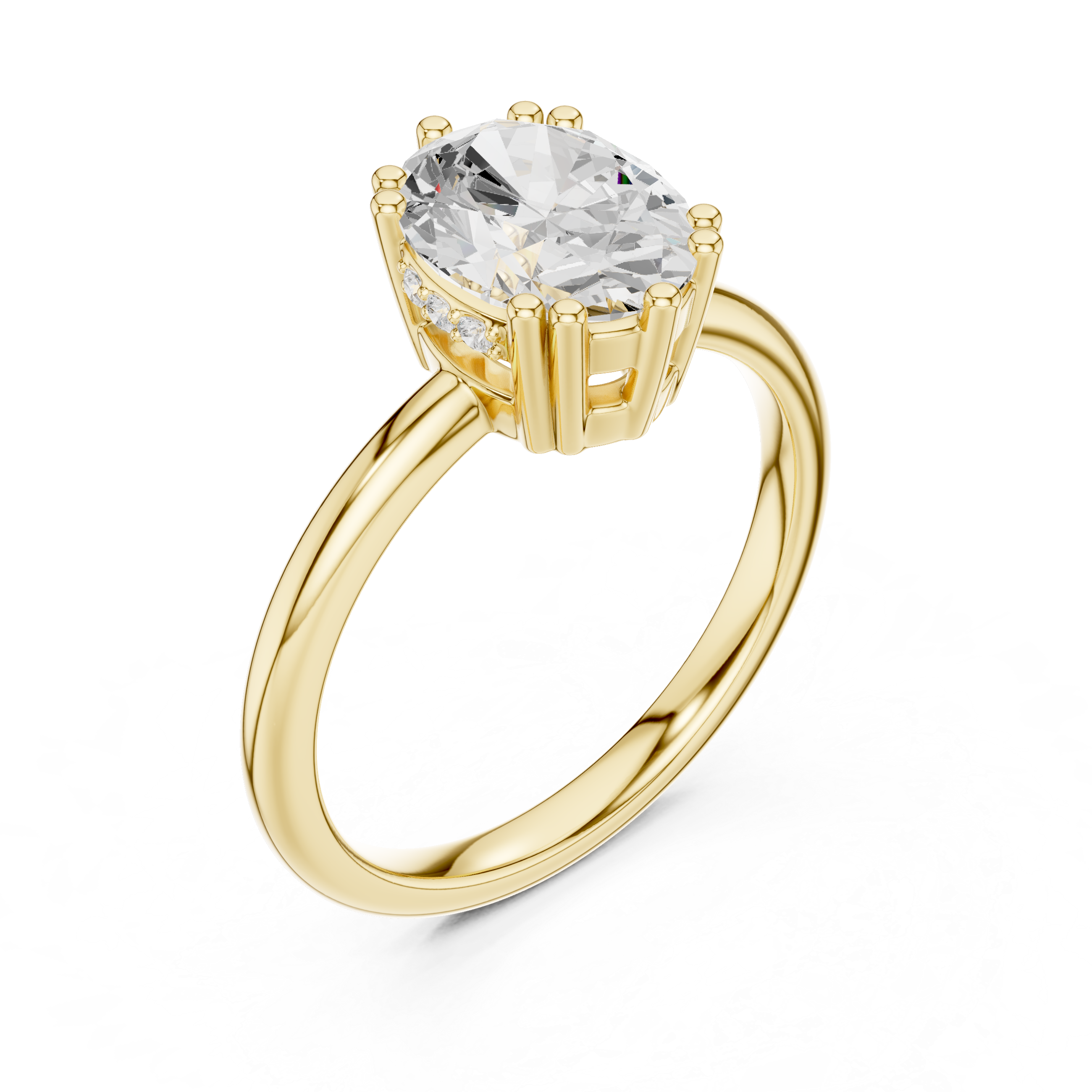 Oval Cut Solitaire Engagement Ring with Hidden Diamond Gallery
