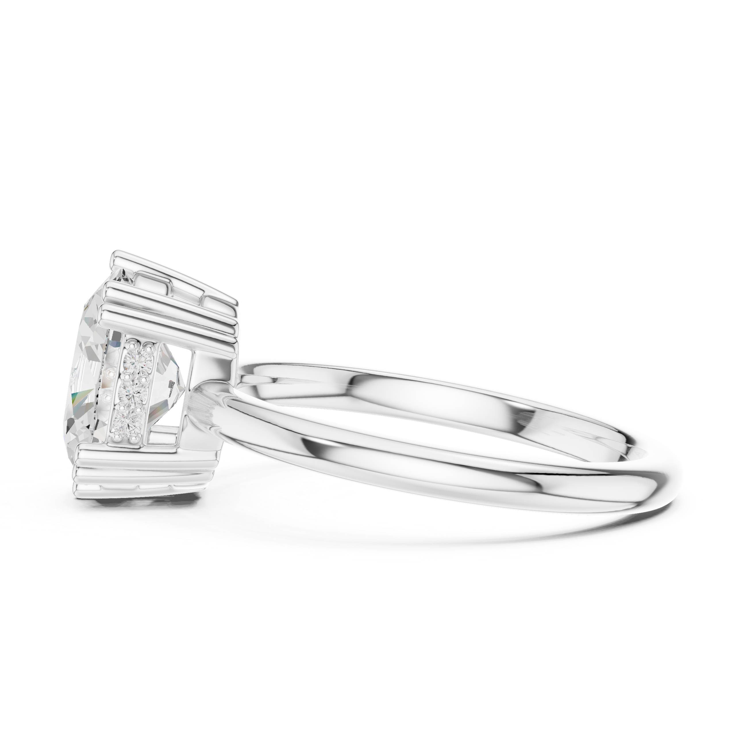 Oval Cut Solitaire Engagement Ring with Hidden Diamond Gallery