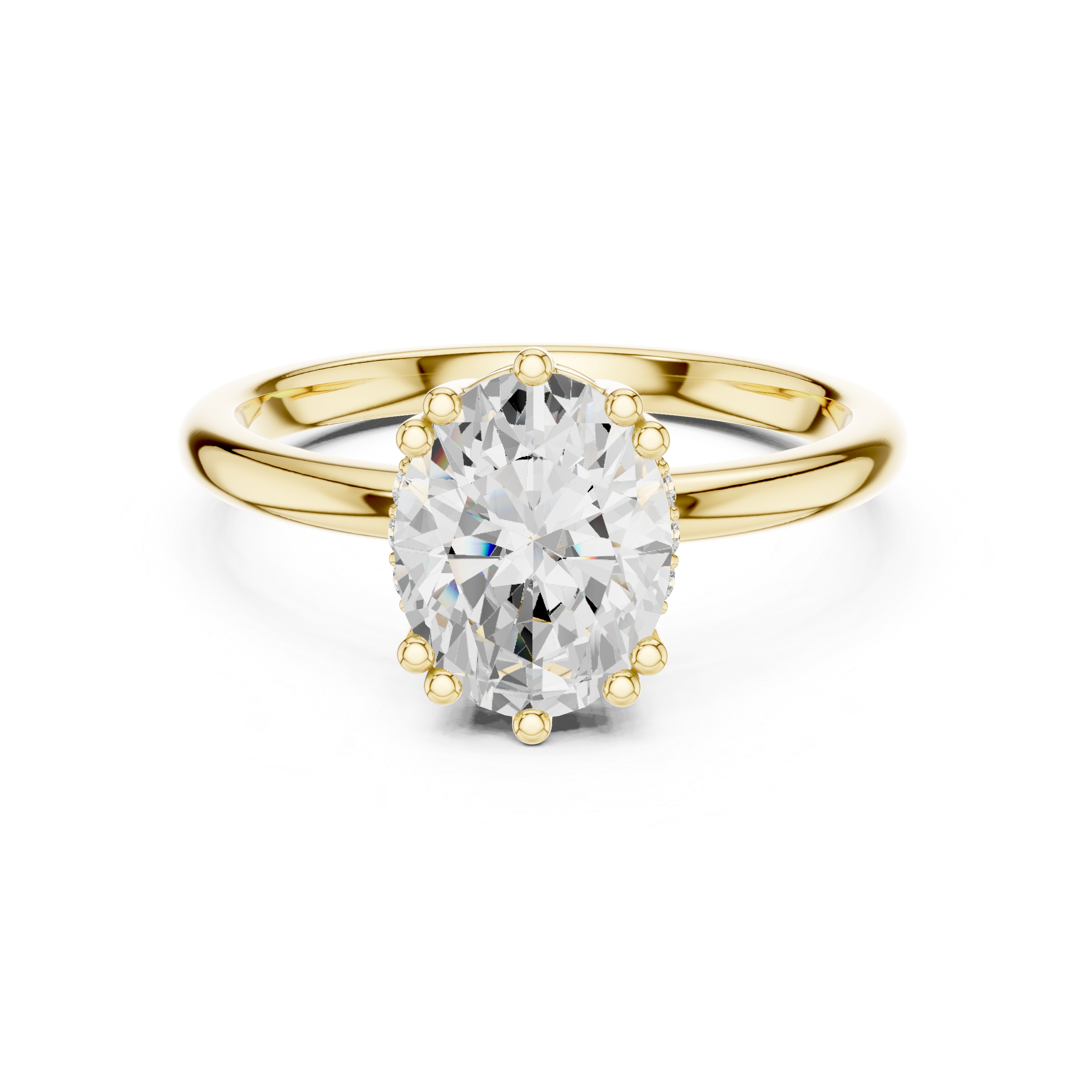 Oval Cut Solitaire Engagement Ring with Hidden Diamond Gallery