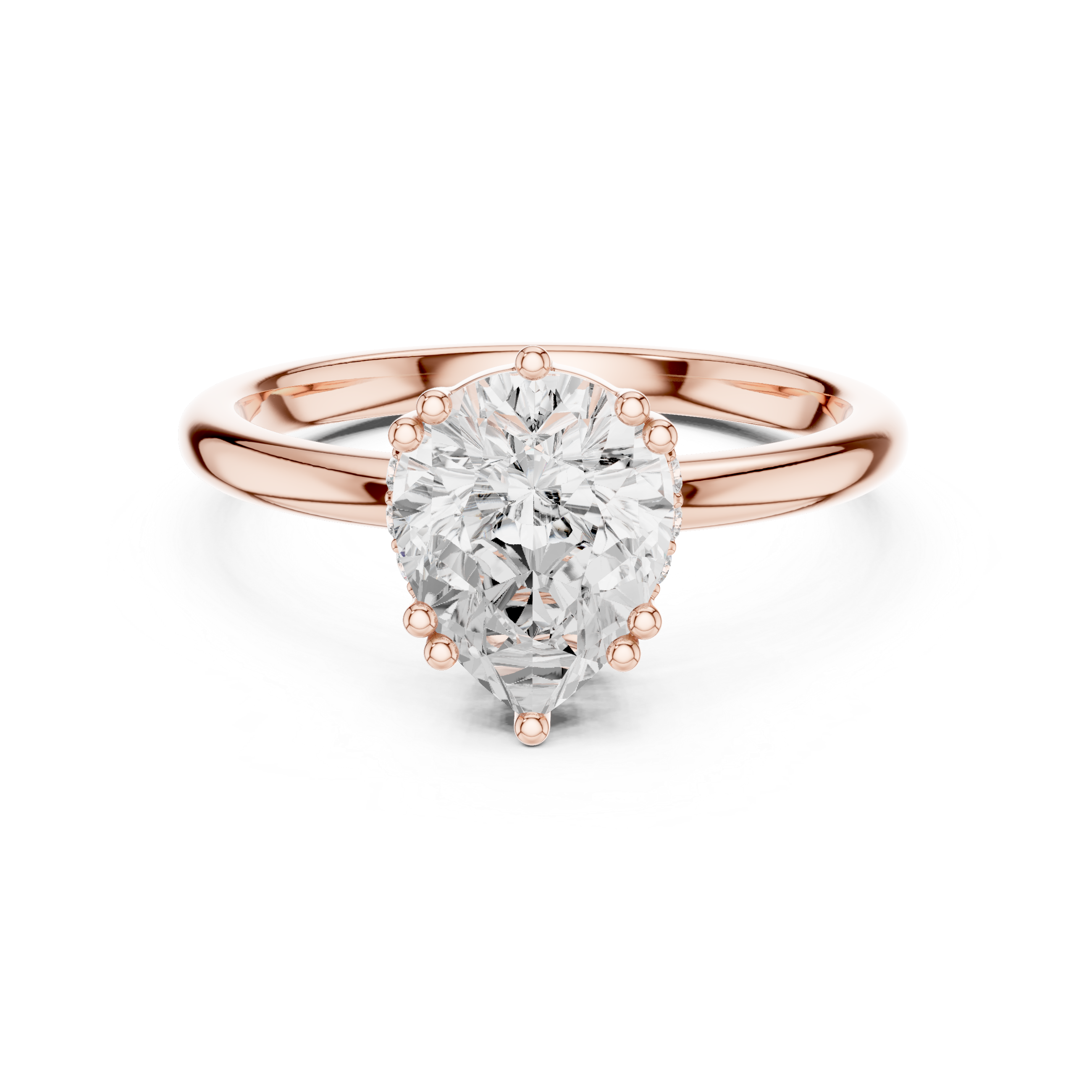 Pear Cut Solitaire Engagement Ring with Hidden Diamond Gallery