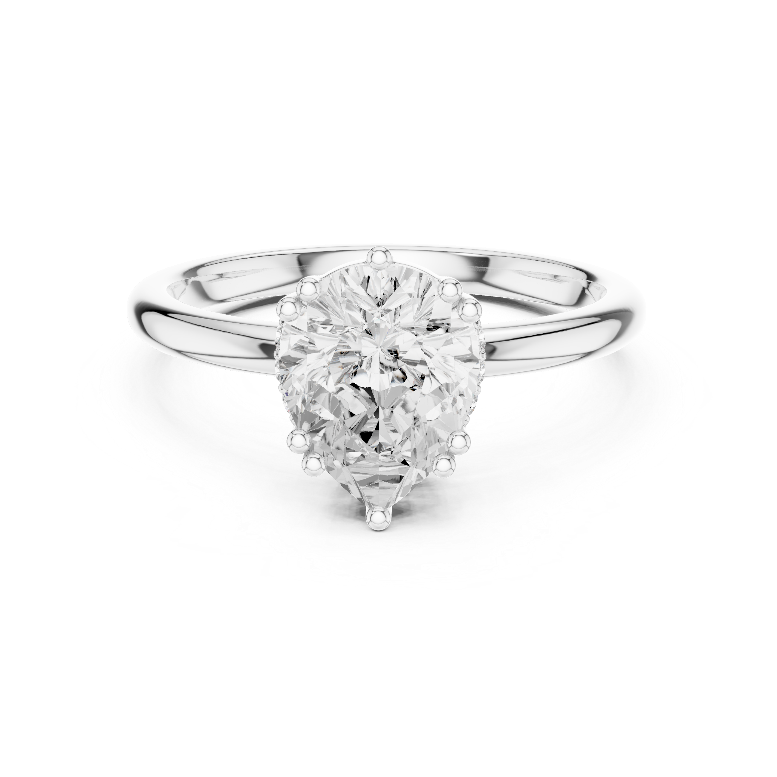 Pear Cut Solitaire Engagement Ring with Hidden Diamond Gallery