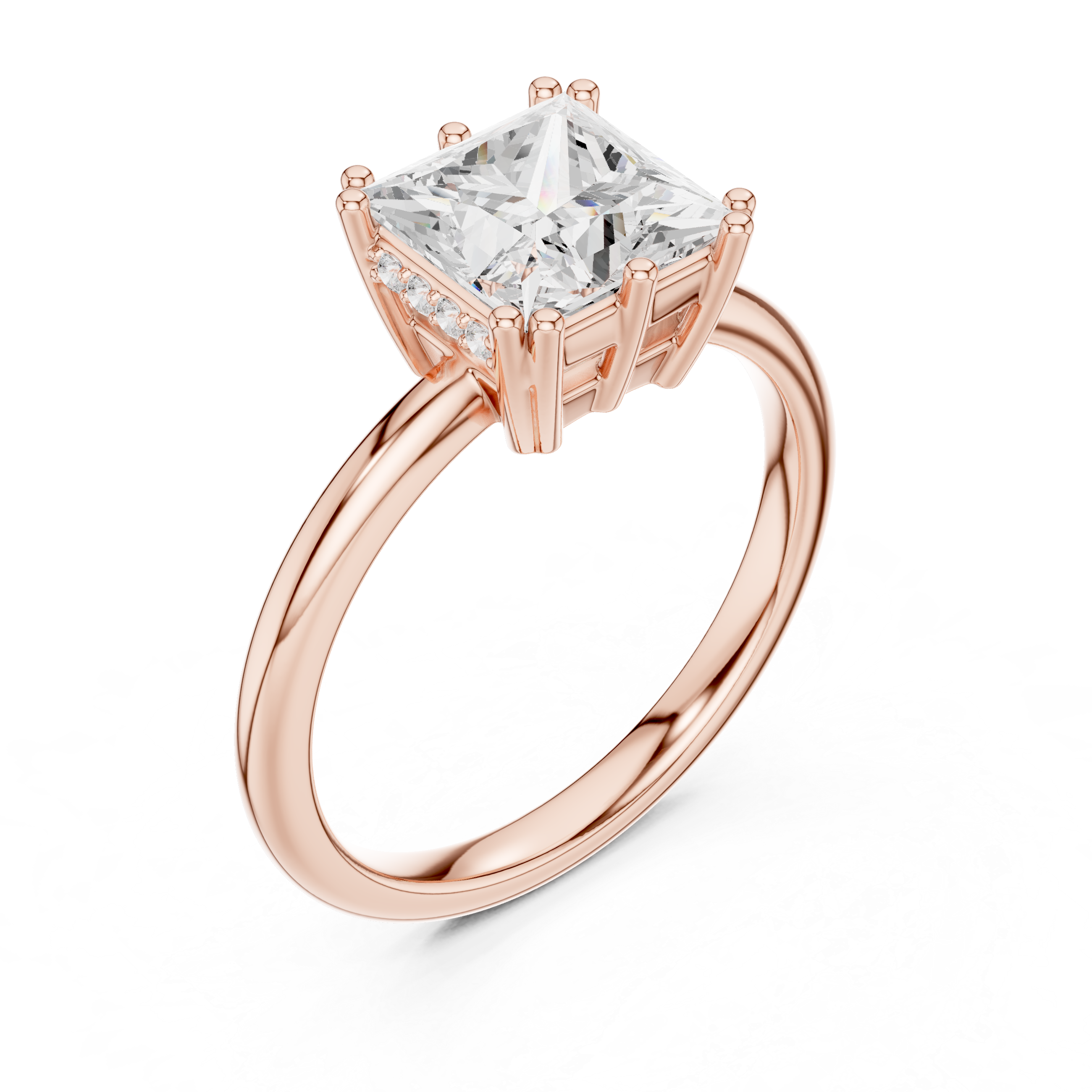 Princess Cut Solitaire Engagement Ring with Hidden Diamond Gallery