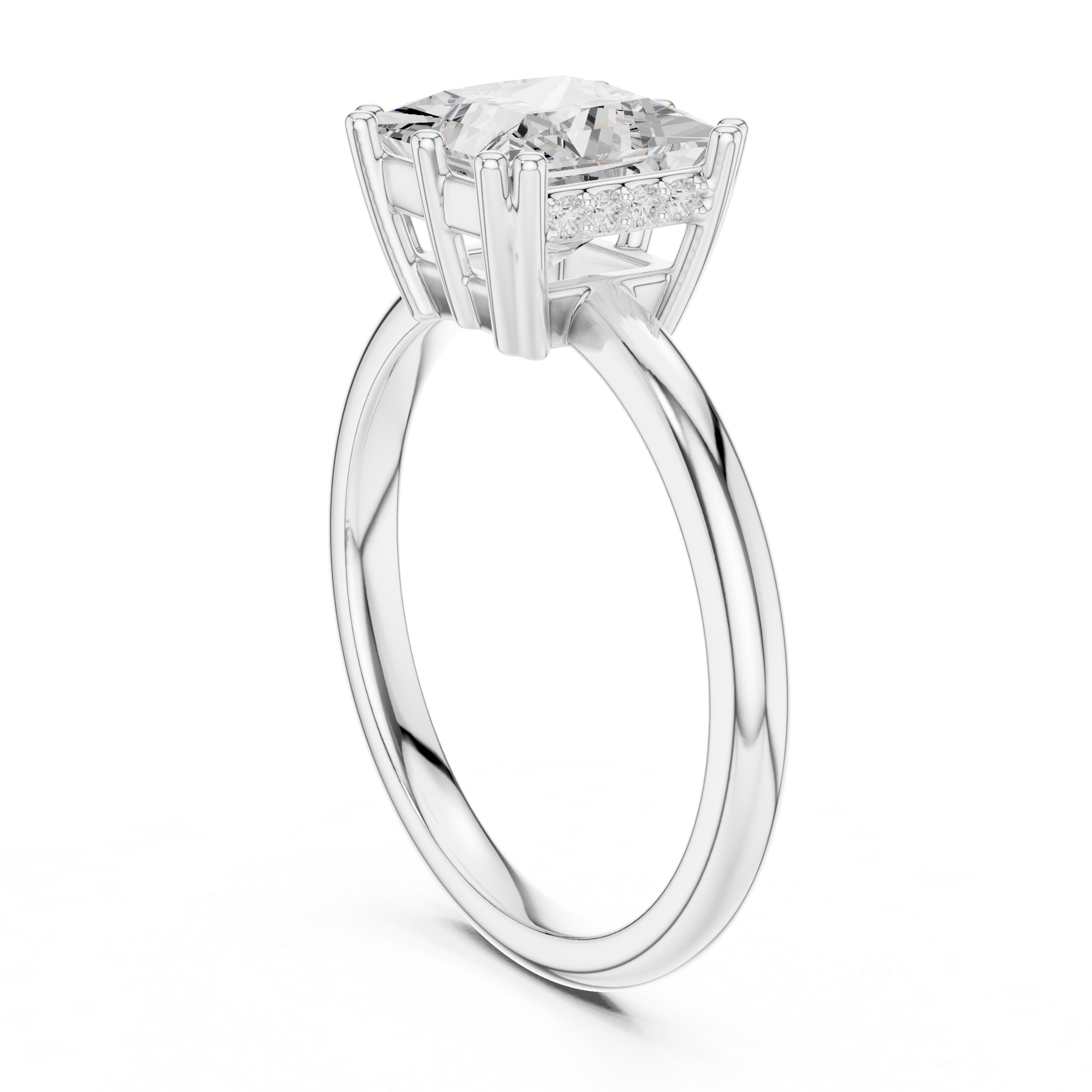 Princess Cut Solitaire Engagement Ring with Hidden Diamond Gallery