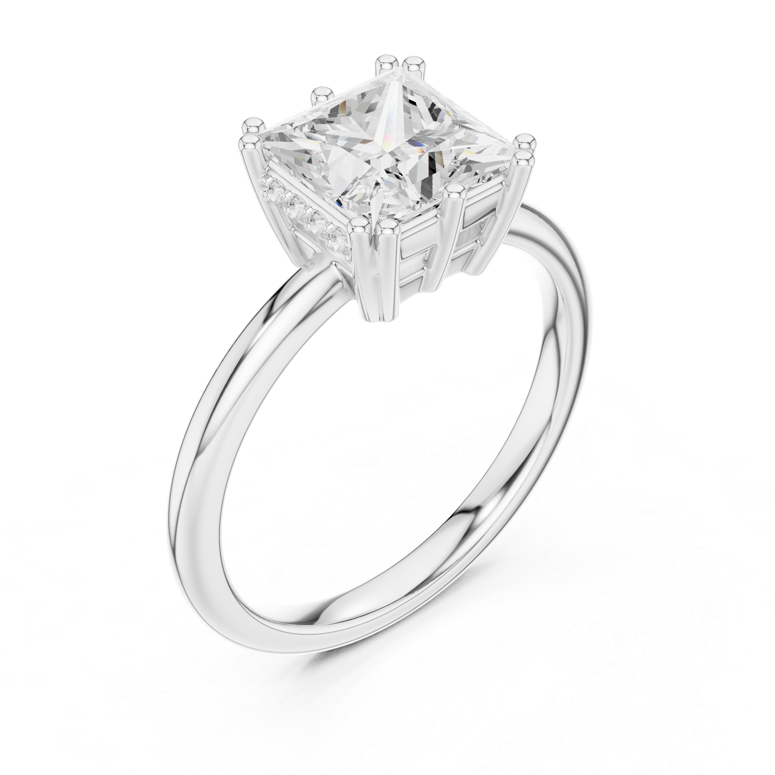 Princess Cut Solitaire Engagement Ring with Hidden Diamond Gallery