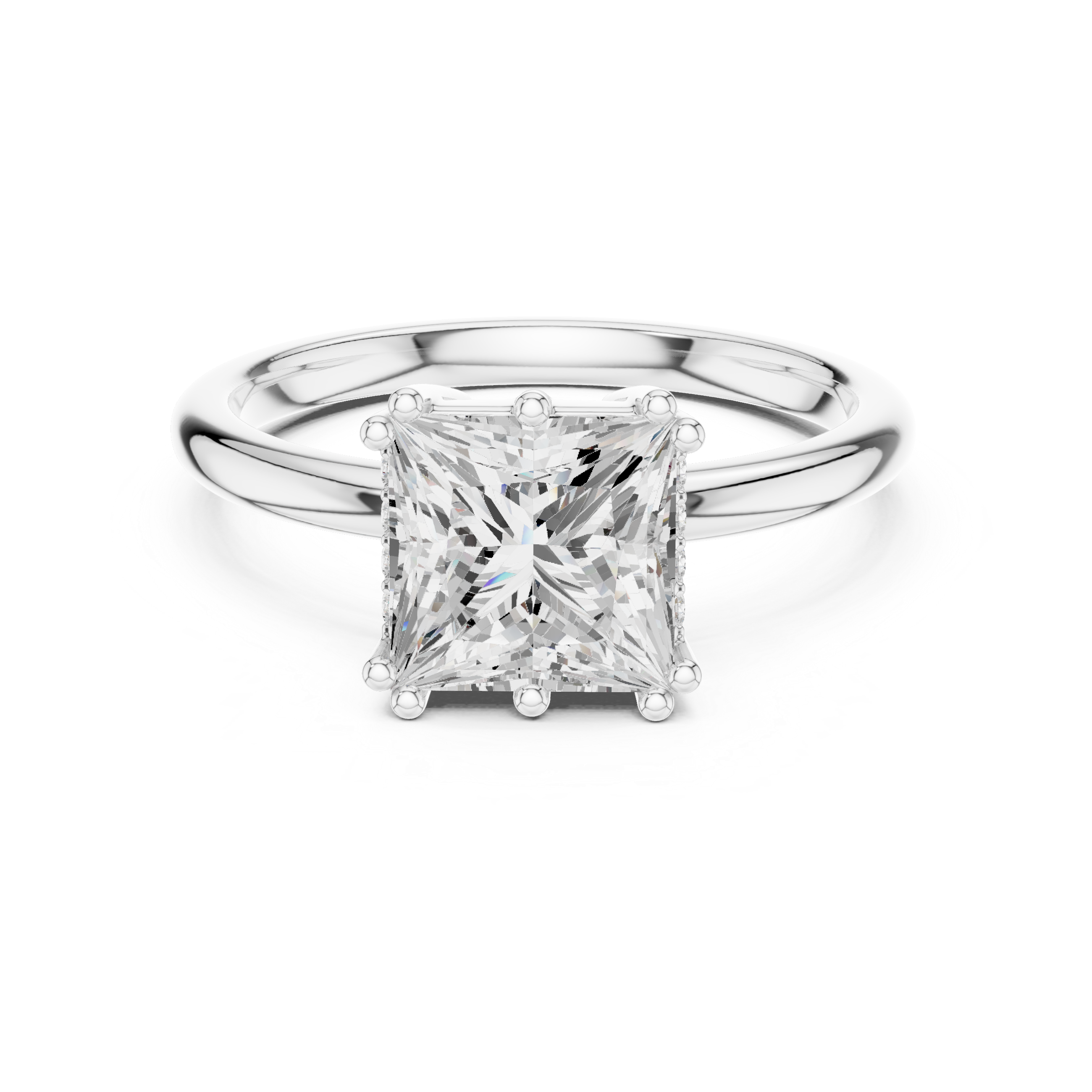 Princess Cut Solitaire Engagement Ring with Hidden Diamond Gallery