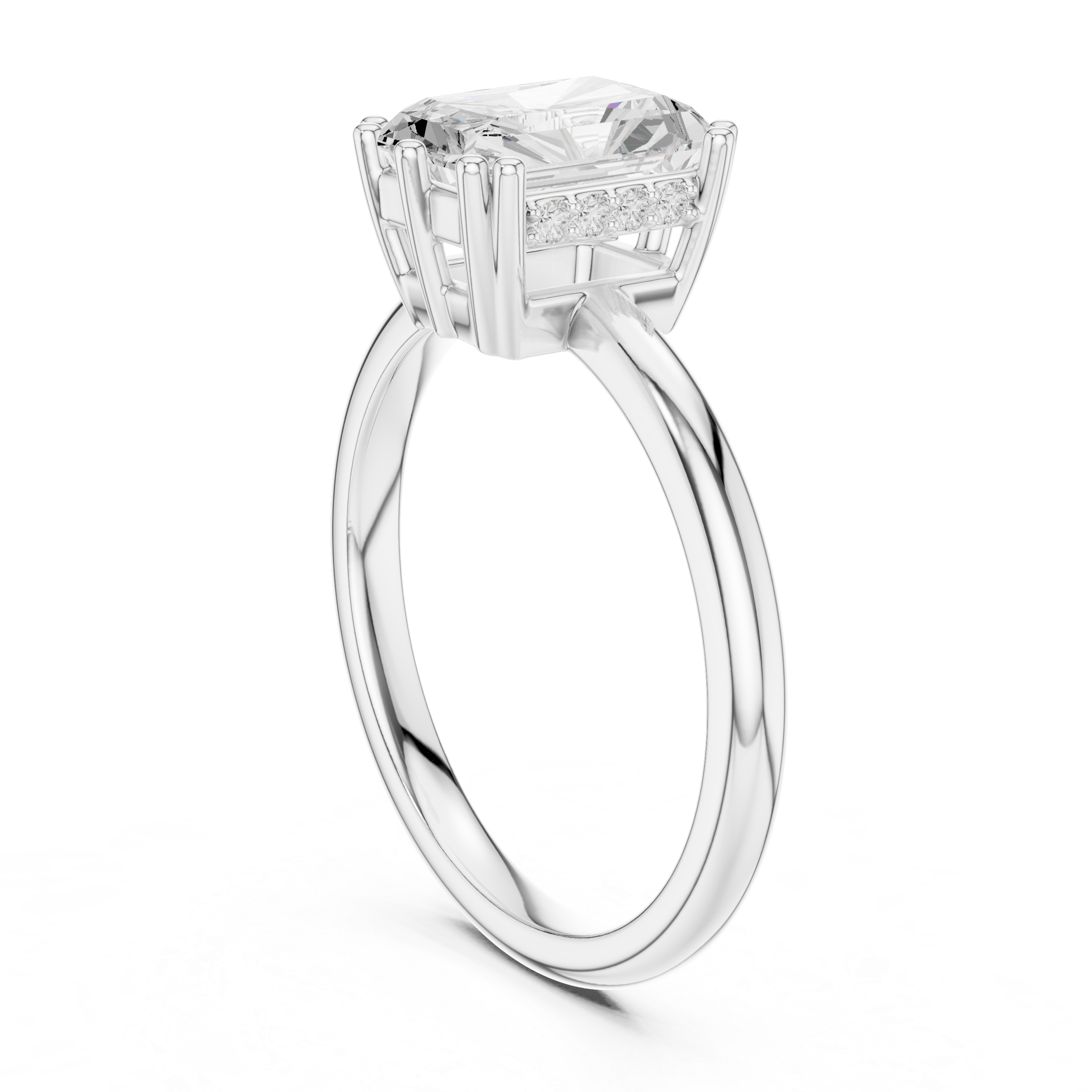 Radiant Cut Solitaire Engagement Ring with Hidden Diamond Gallery
