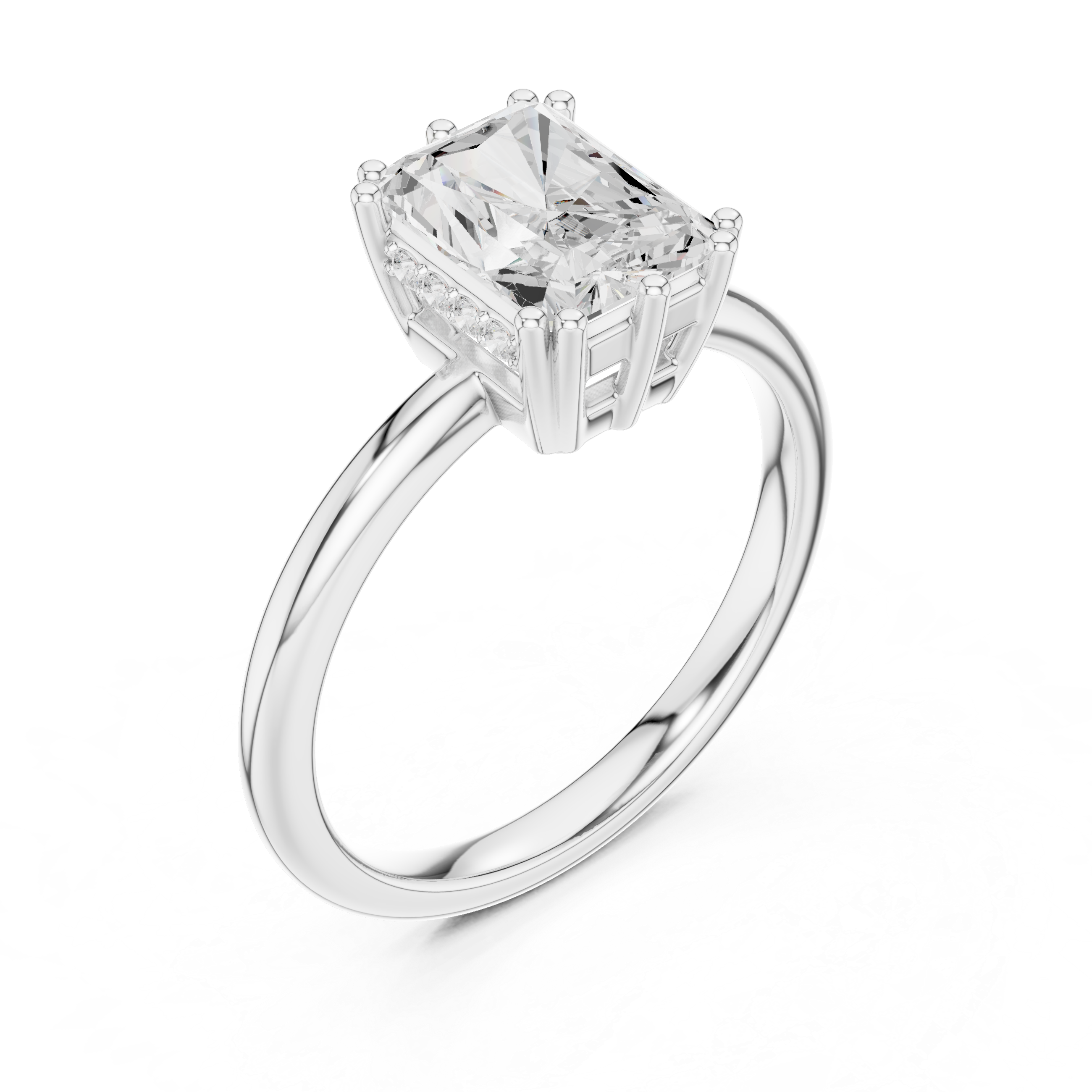 Radiant Cut Solitaire Engagement Ring with Hidden Diamond Gallery