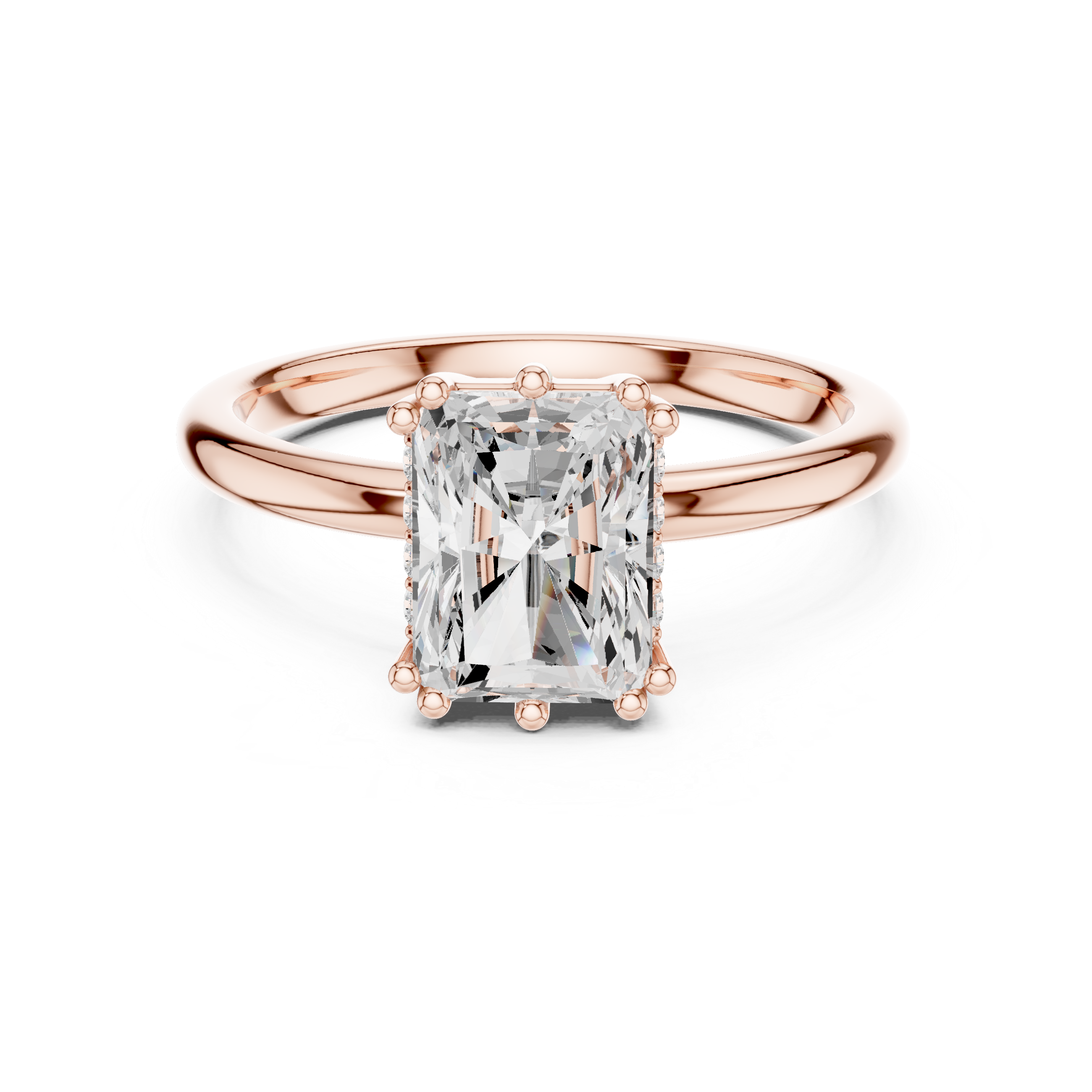 Radiant Cut Solitaire Engagement Ring with Hidden Diamond Gallery