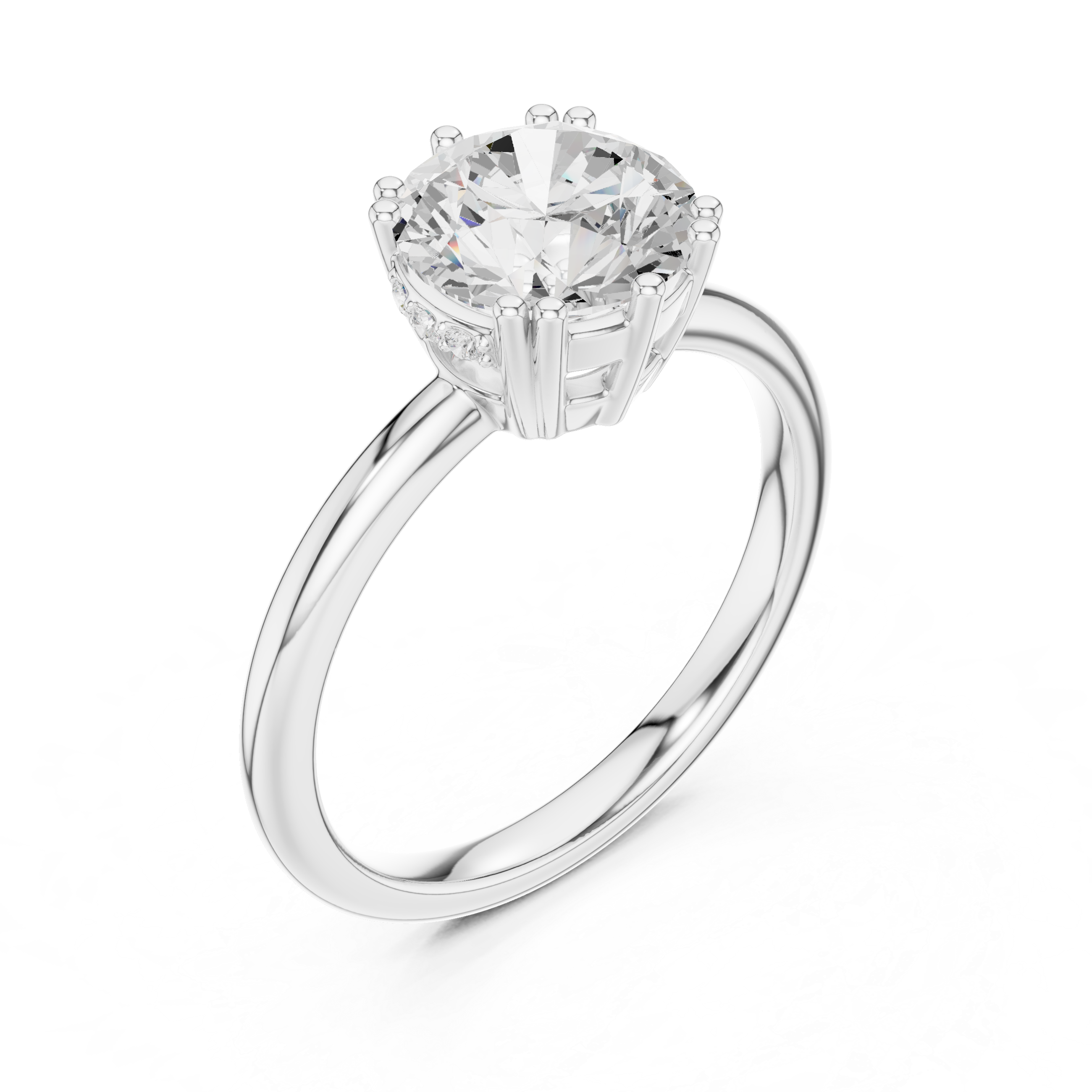 Classic Round Solitaire Engagement Ring with Hidden Halo Basket Setting