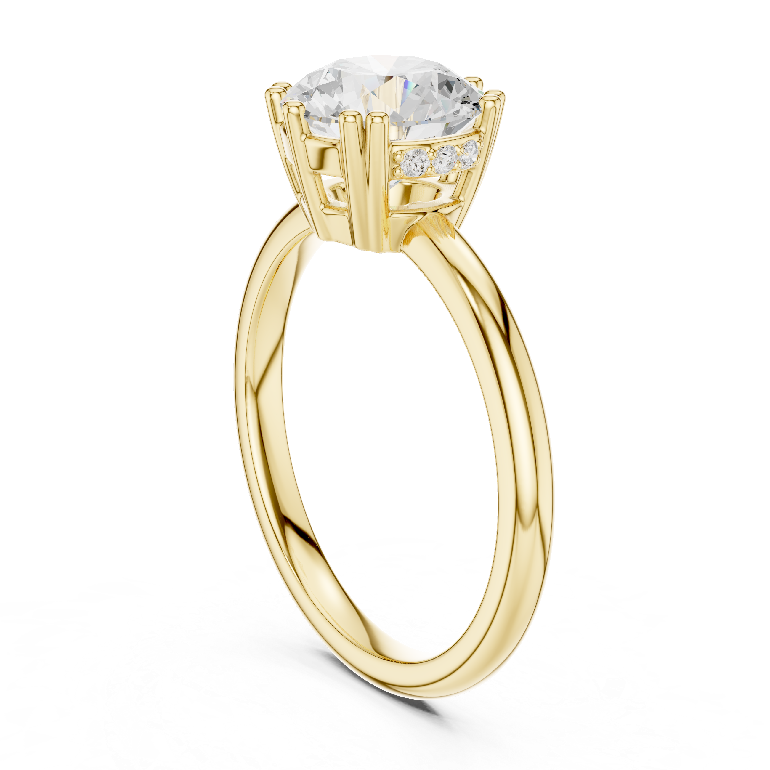 Classic Round Solitaire Engagement Ring with Hidden Halo Basket Setting