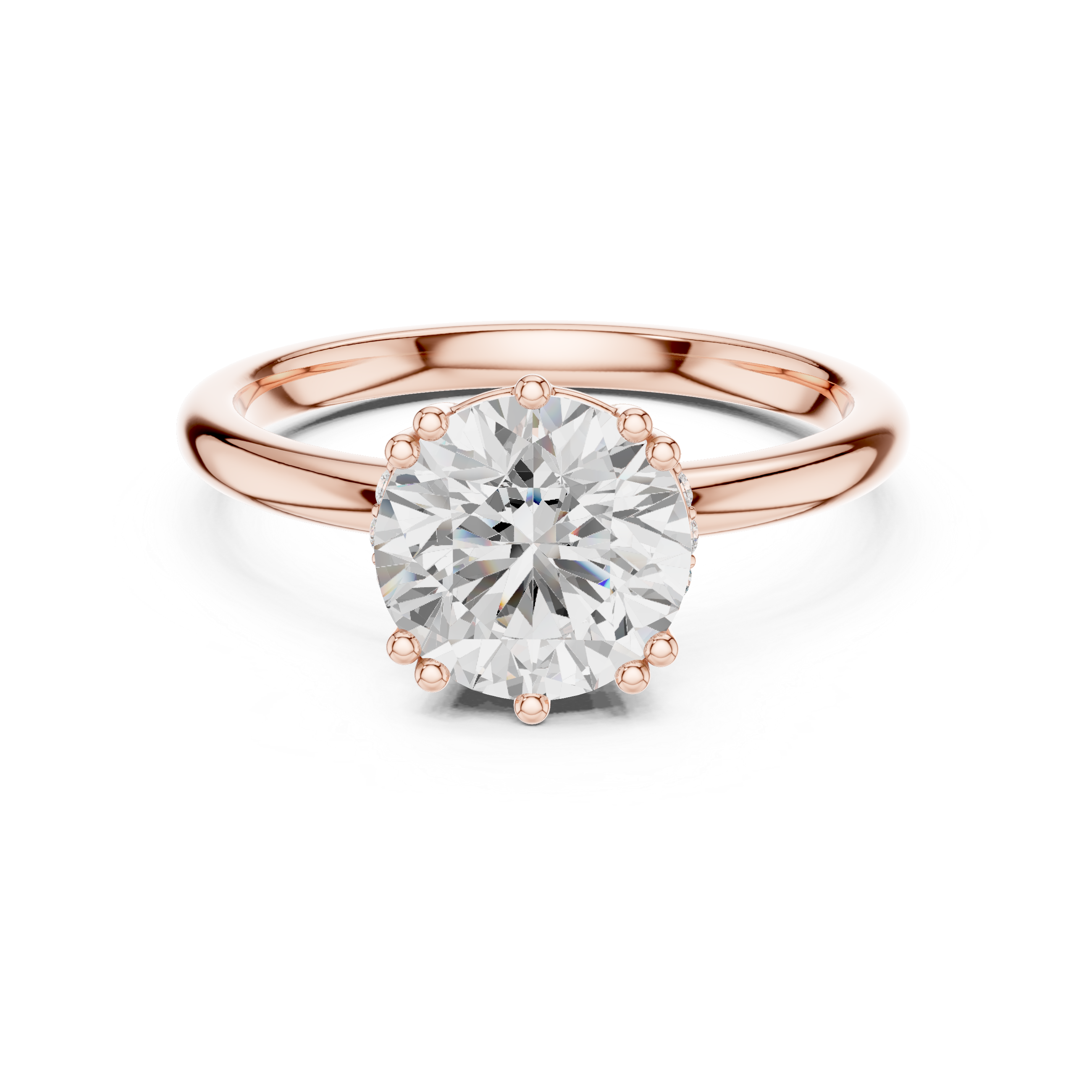 Classic Round Solitaire Engagement Ring with Hidden Halo Basket Setting