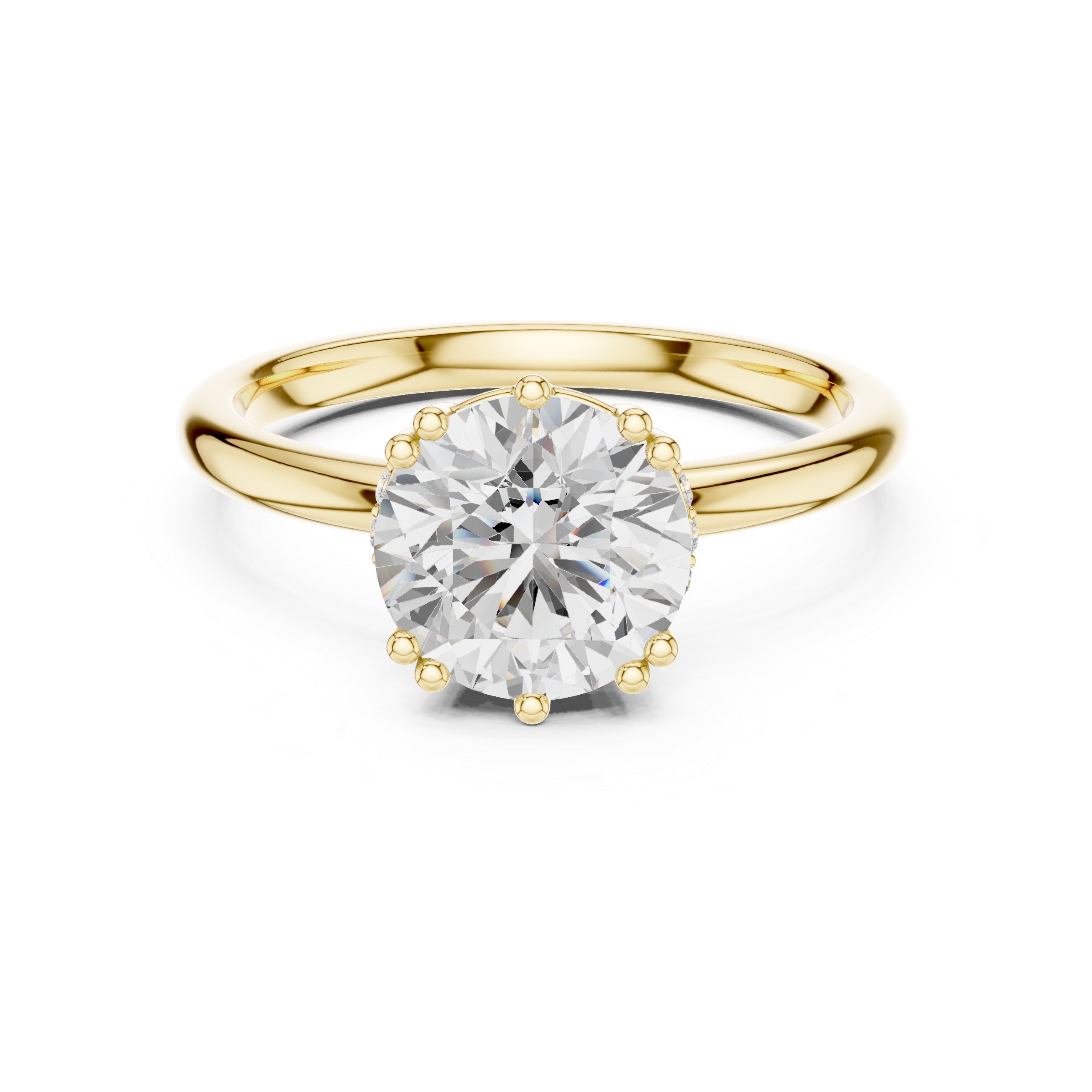 Classic Round Solitaire Engagement Ring with Hidden Halo Basket Setting