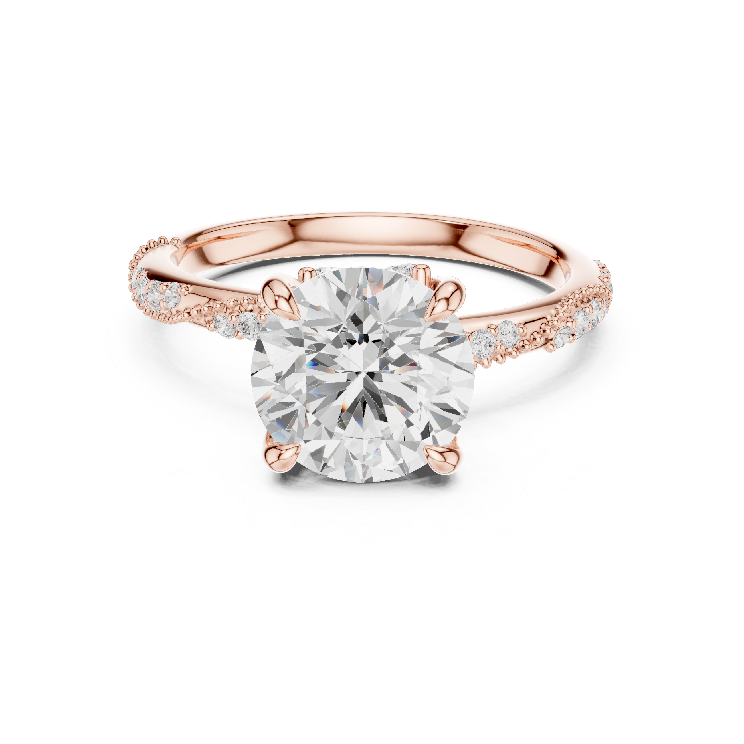 Twisted Pavé Solitaire Engagement Ring with Marquise Accent Gallery