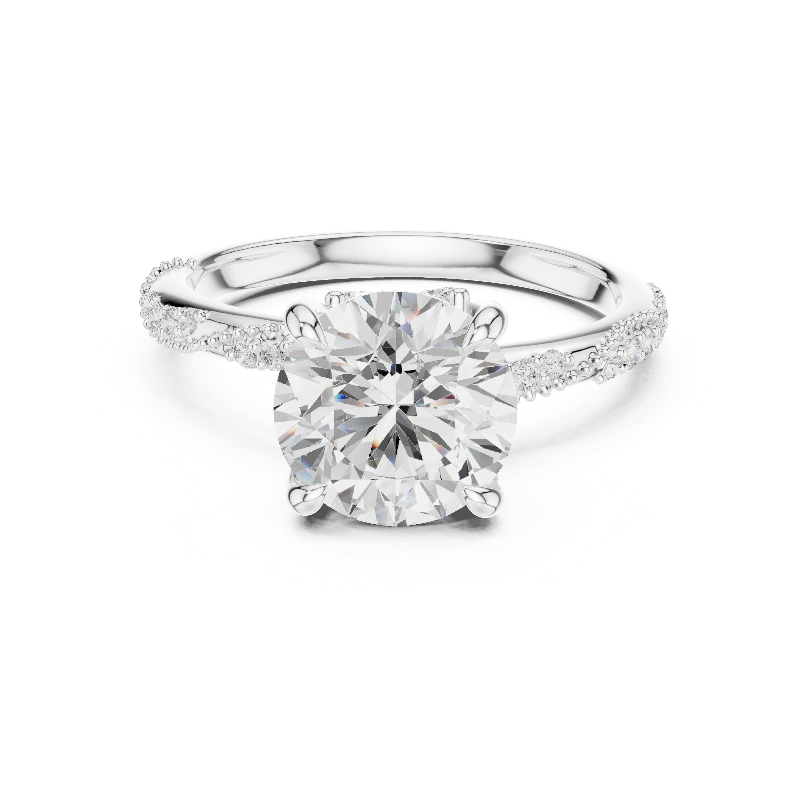 Twisted Pavé Solitaire Engagement Ring with Marquise Accent Gallery