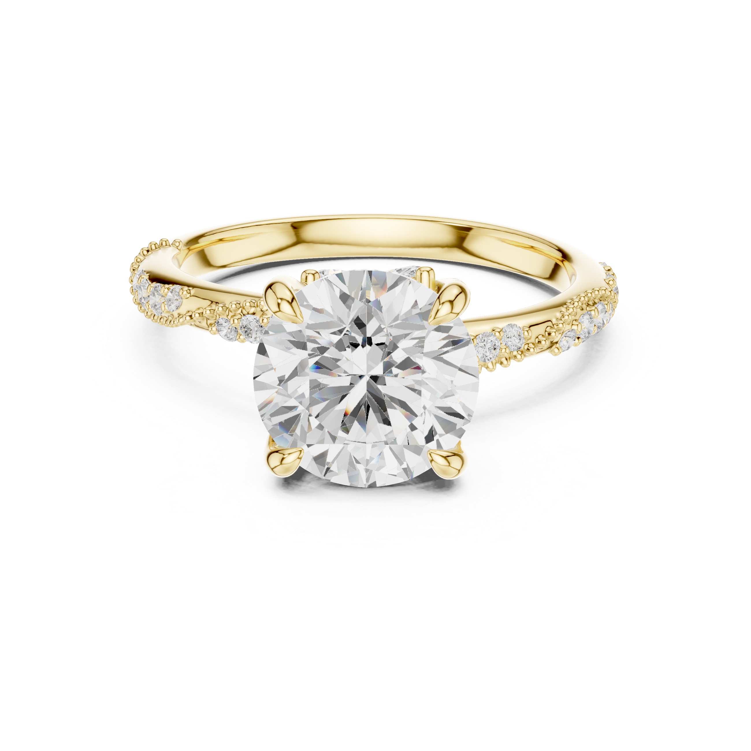 Twisted Pavé Solitaire Engagement Ring with Marquise Accent Gallery