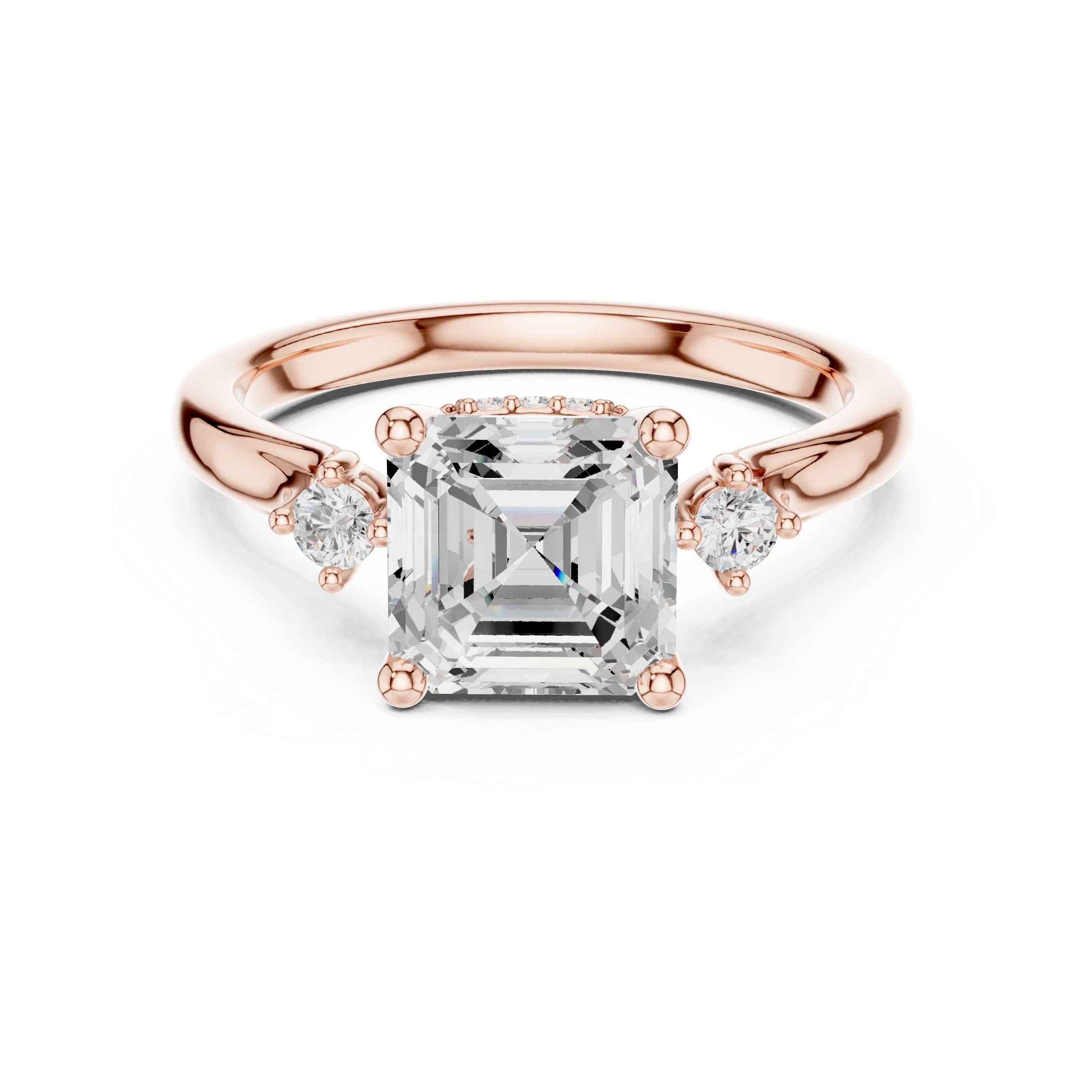 Emerald Cut Three-Stone Engagement Ring with Hidden Diamond Gallery