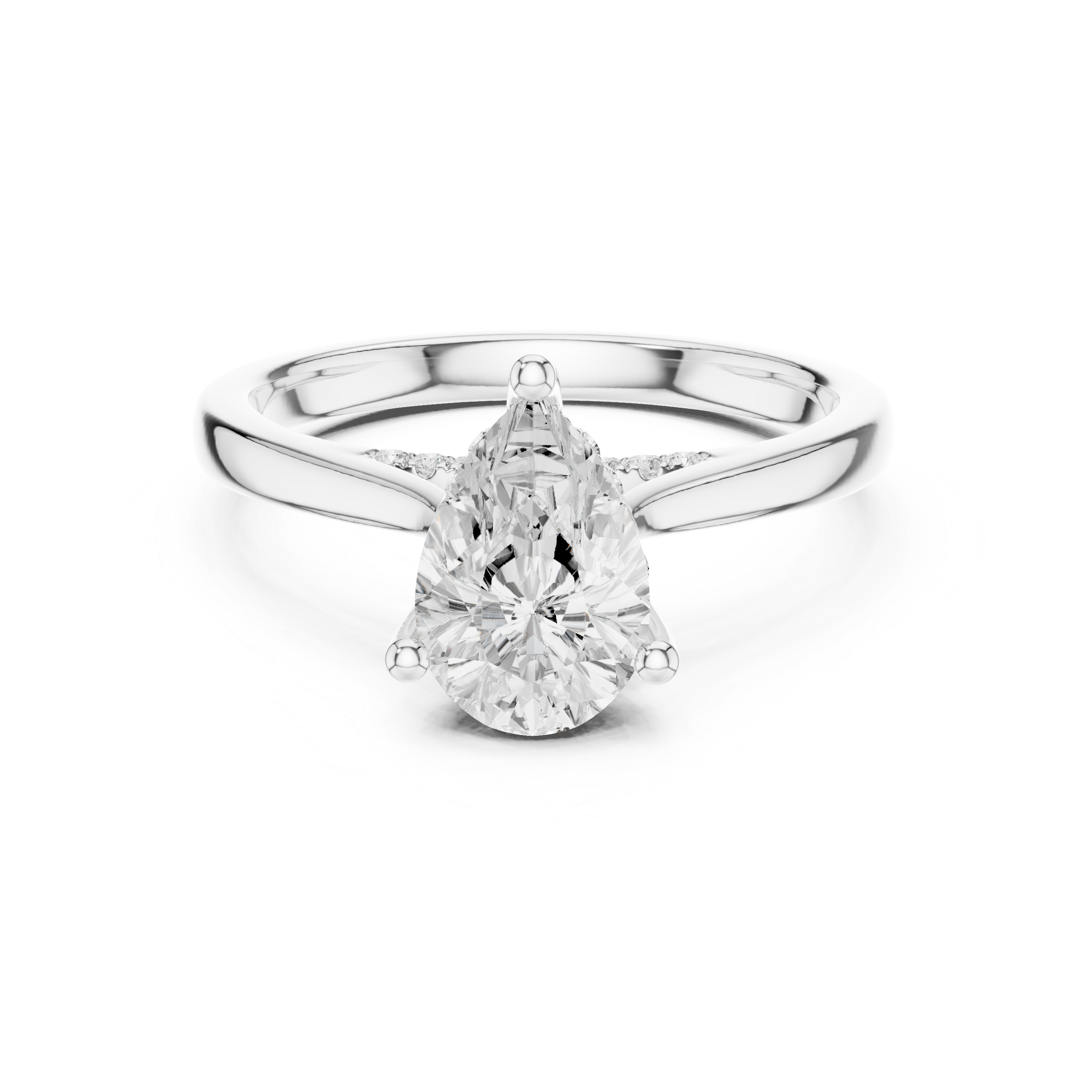 Pear Cut Solitaire Engagement Ring with Hidden Halo Accent Diamonds