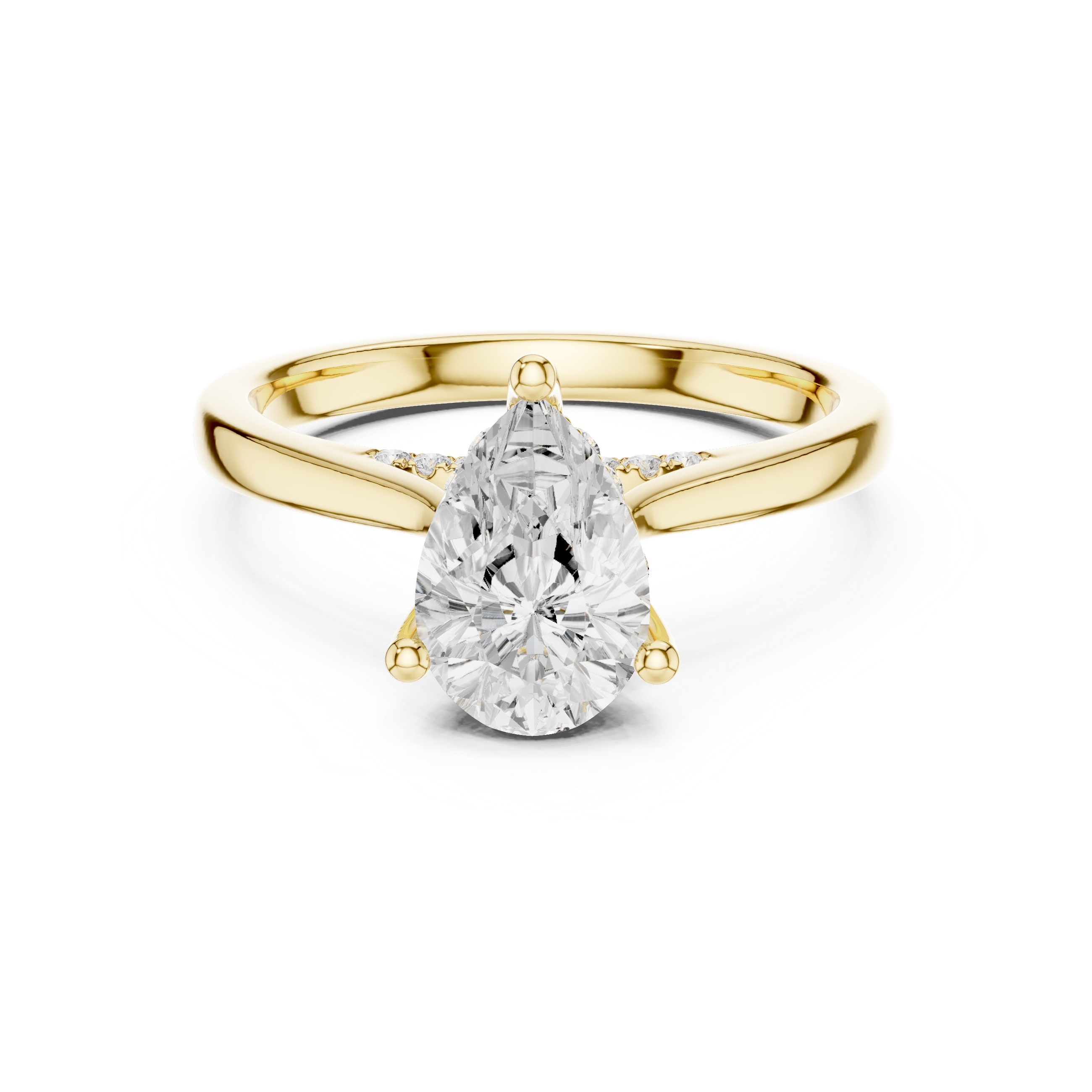 Pear Cut Solitaire Engagement Ring with Hidden Halo Accent Diamonds