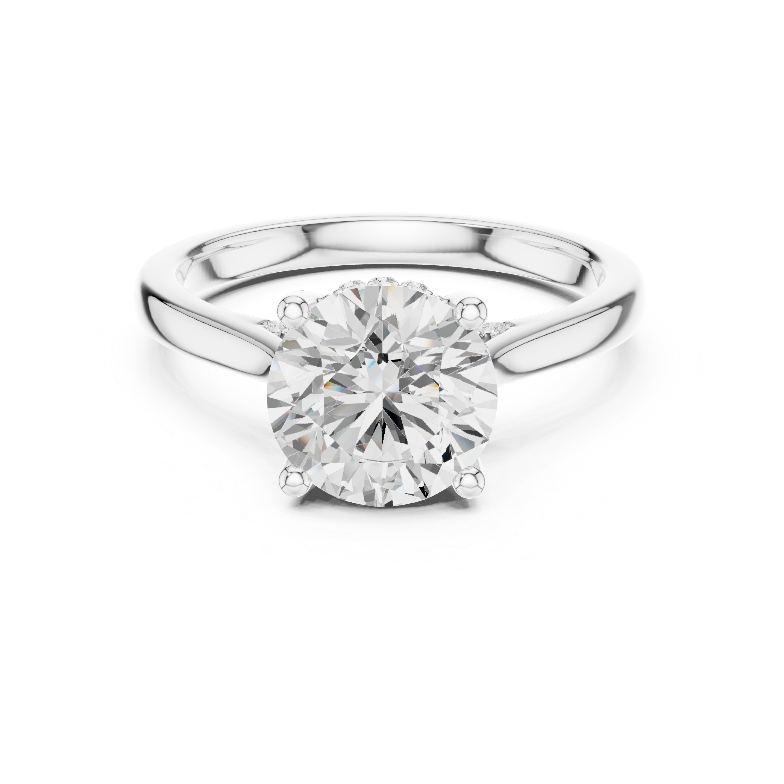 Round Cut Solitaire Engagement Ring with Hidden Diamond Halo