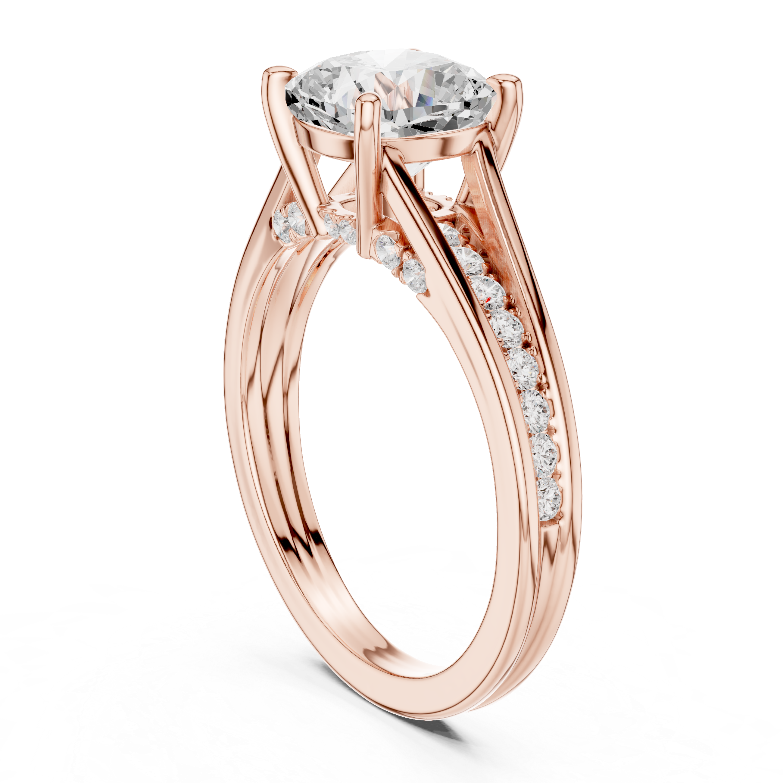 Cushion Cut Split Shank Engagement Ring with Hidden Diamond Gallery