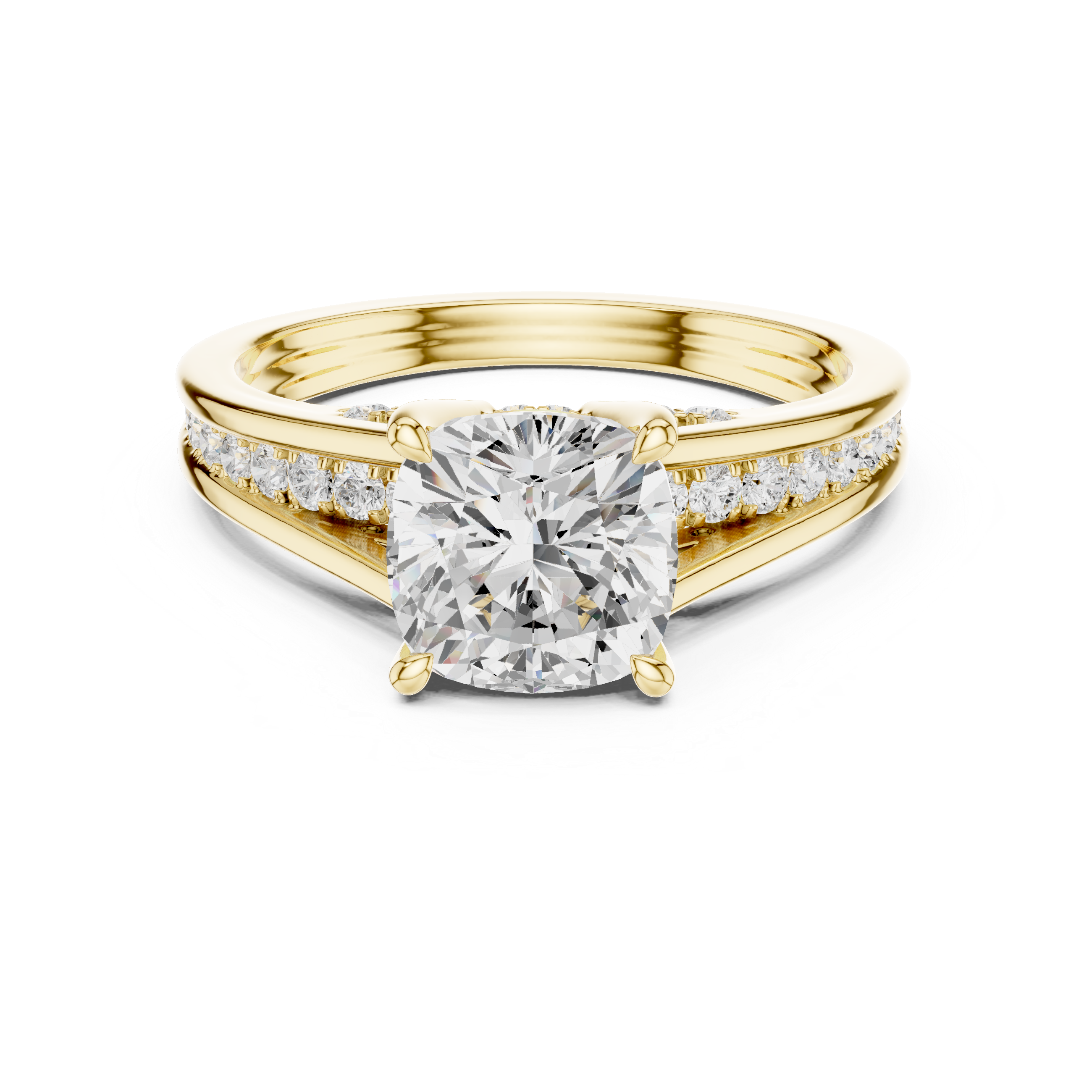 Cushion Cut Split Shank Engagement Ring with Hidden Diamond Gallery