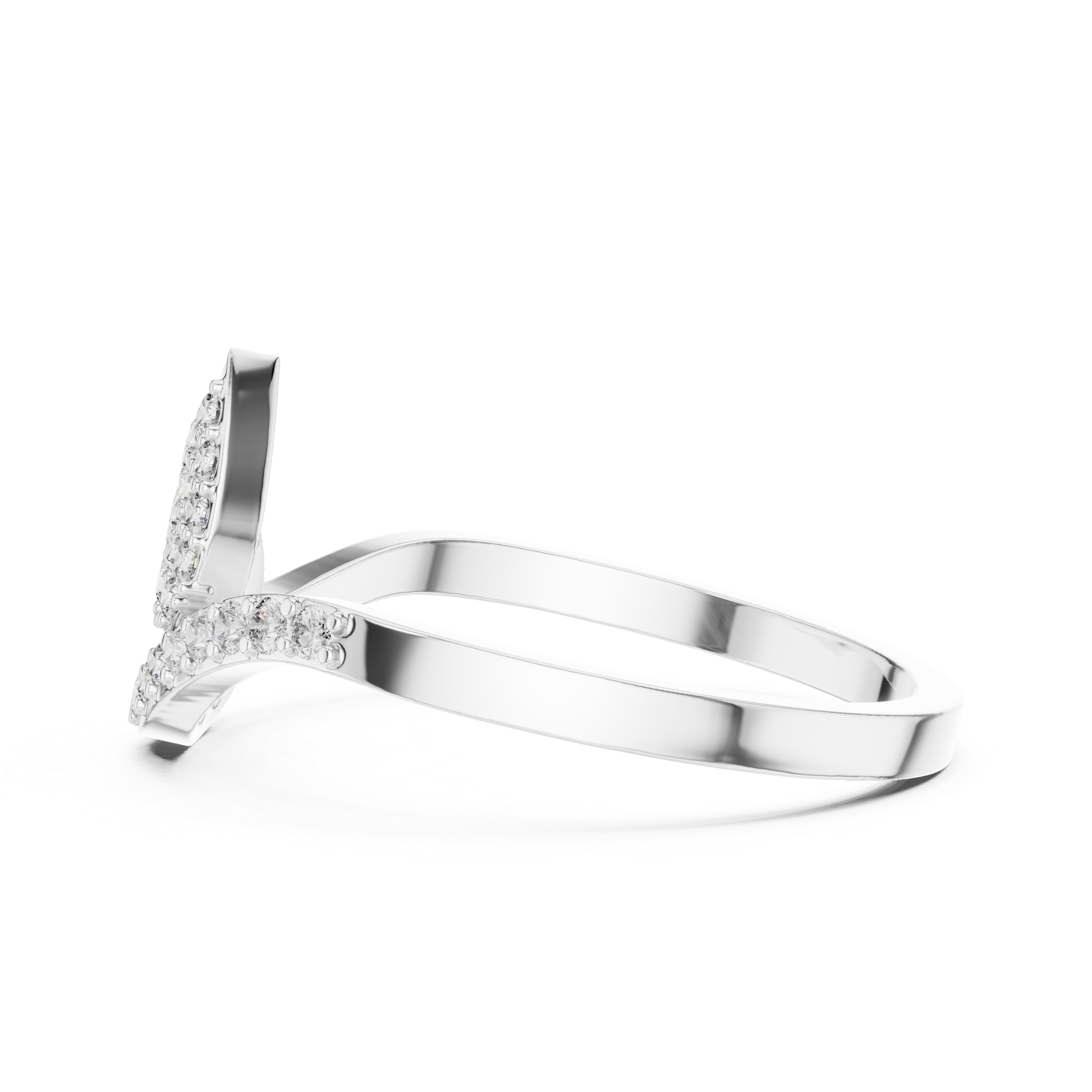 Diamond Leaf Swirl Ring – Nature Inspired Pavé Statement Ring