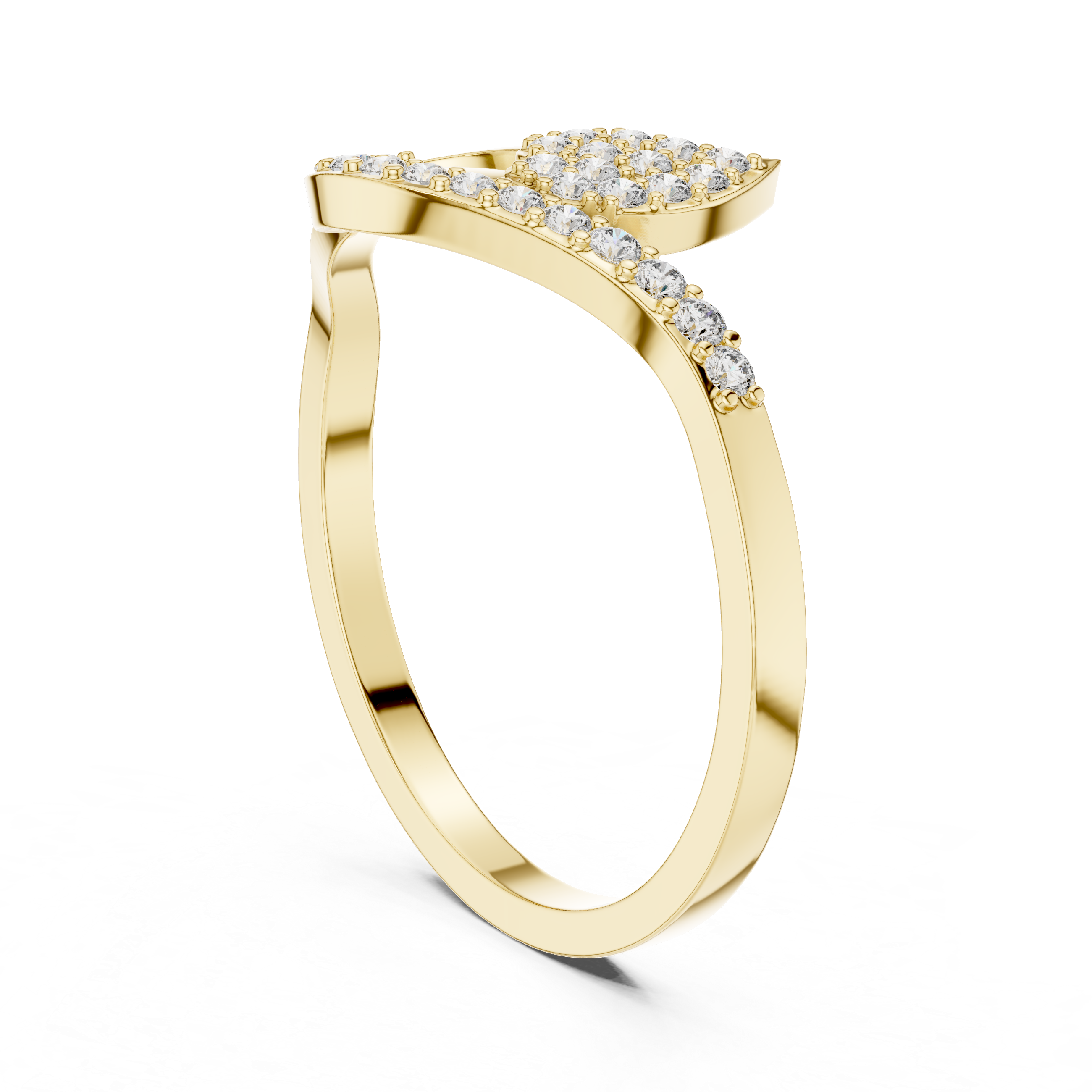 Diamond Leaf Swirl Ring – Nature Inspired Pavé Statement Ring