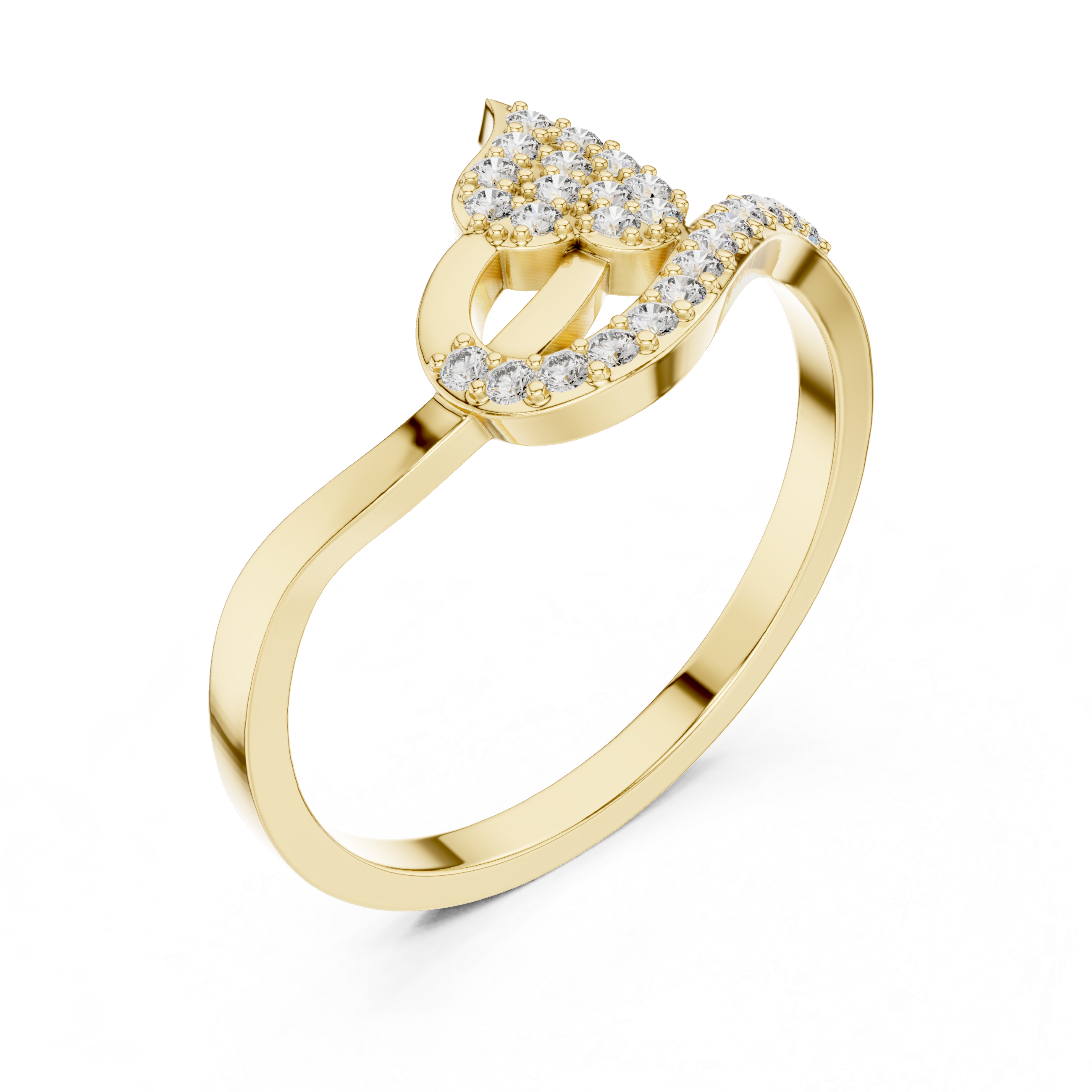 Diamond Leaf Swirl Ring – Nature Inspired Pavé Statement Ring