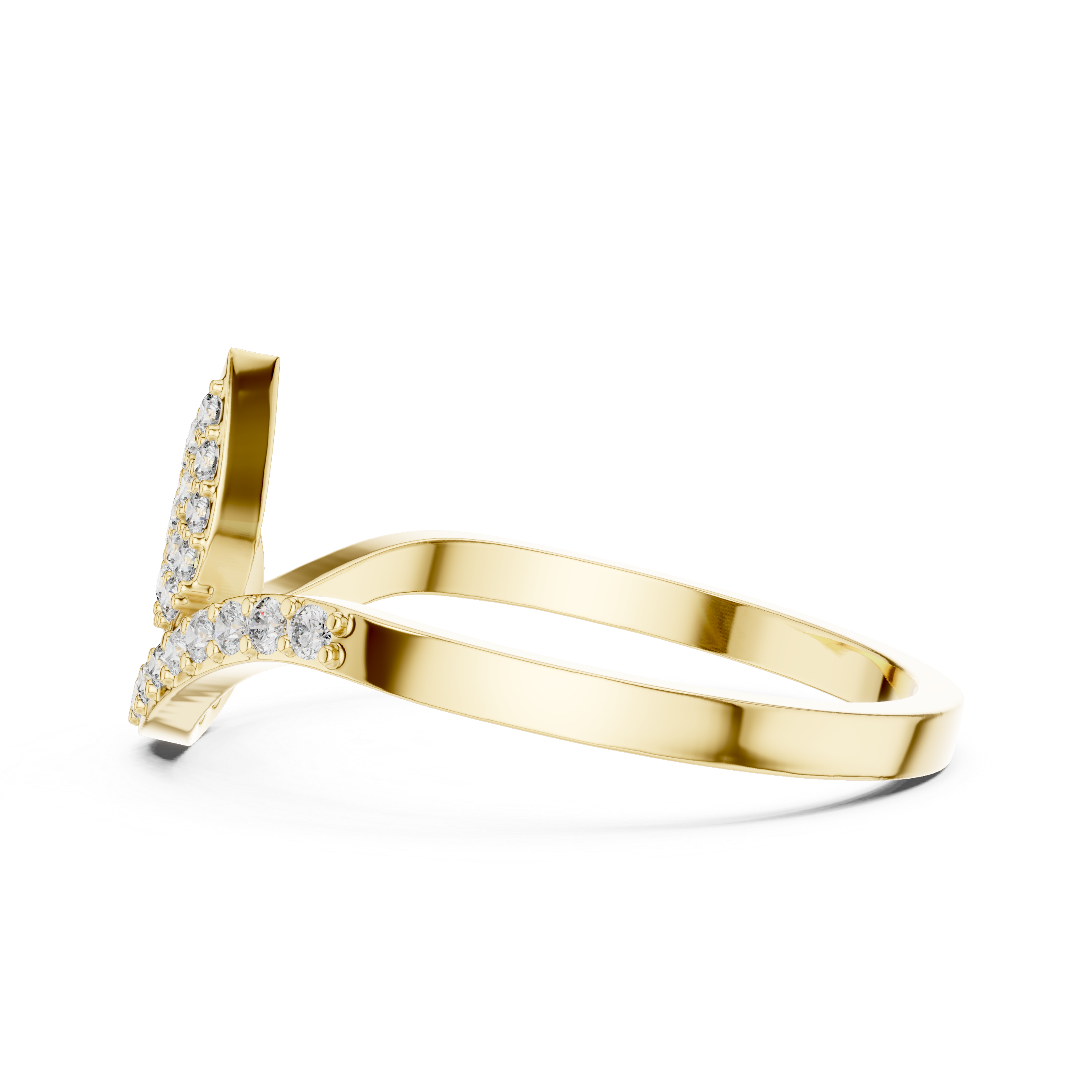 Diamond Leaf Swirl Ring – Nature Inspired Pavé Statement Ring