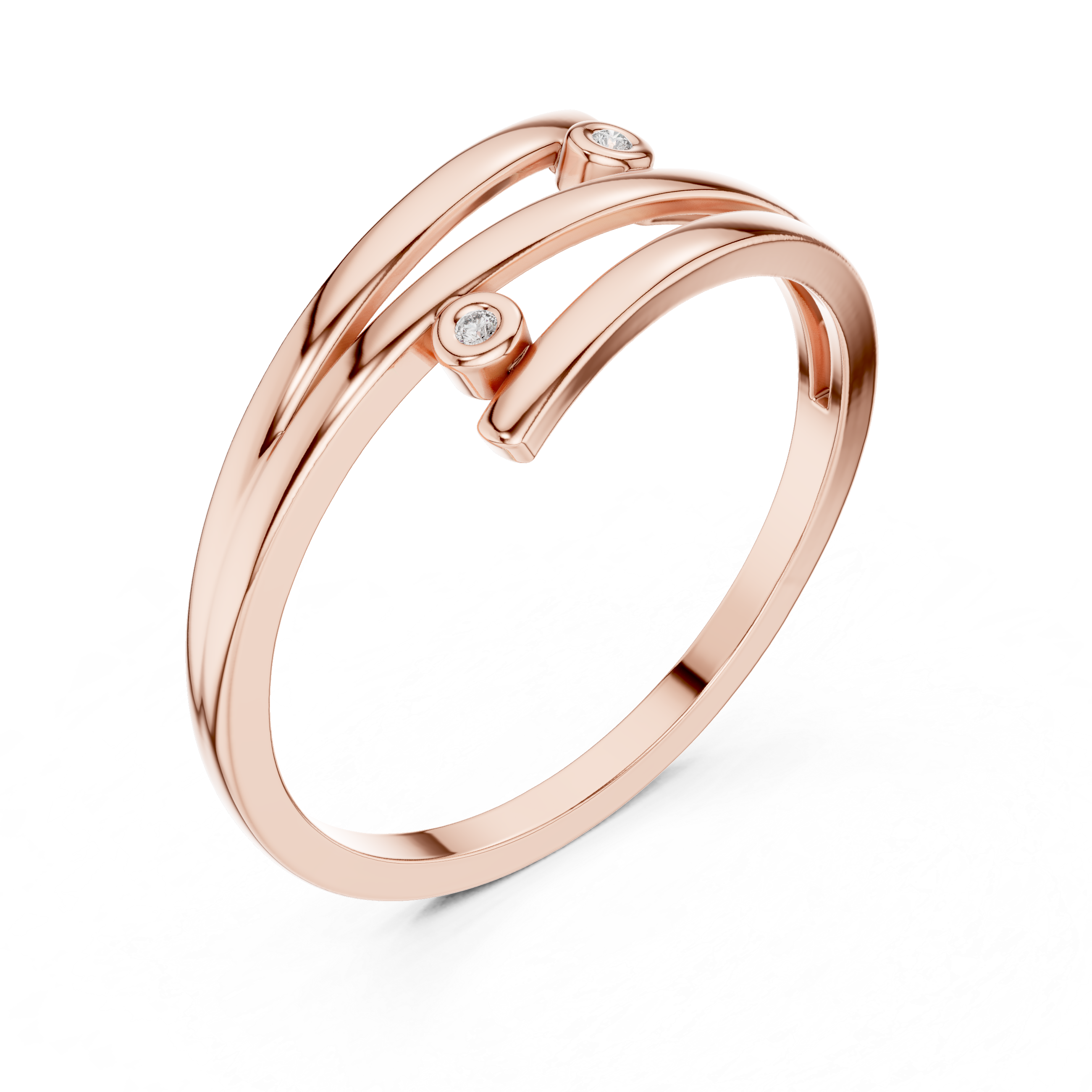Modern Wrap Diamond Ring – Open Crossover Bezel Set Ring