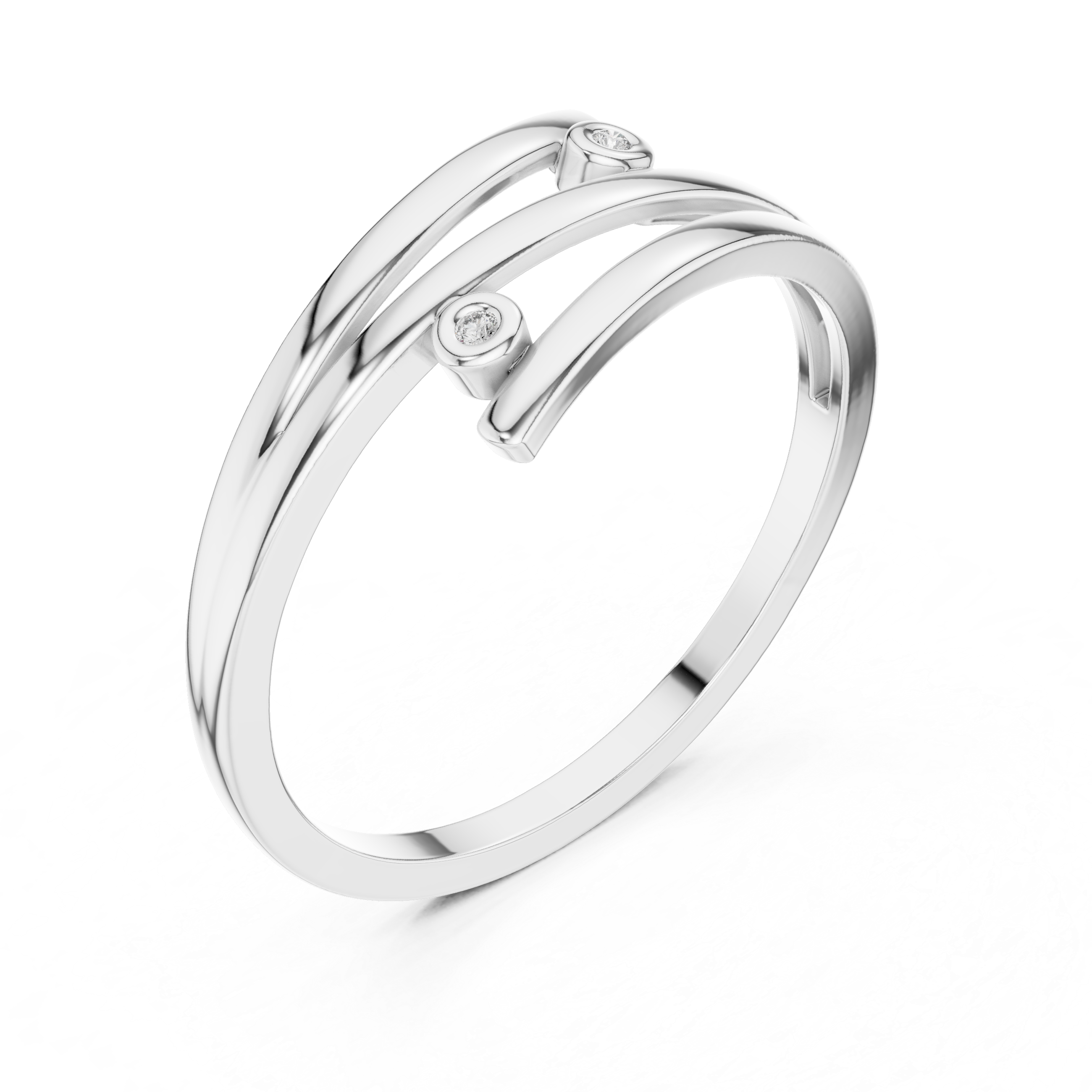 Modern Wrap Diamond Ring – Open Crossover Bezel Set Ring
