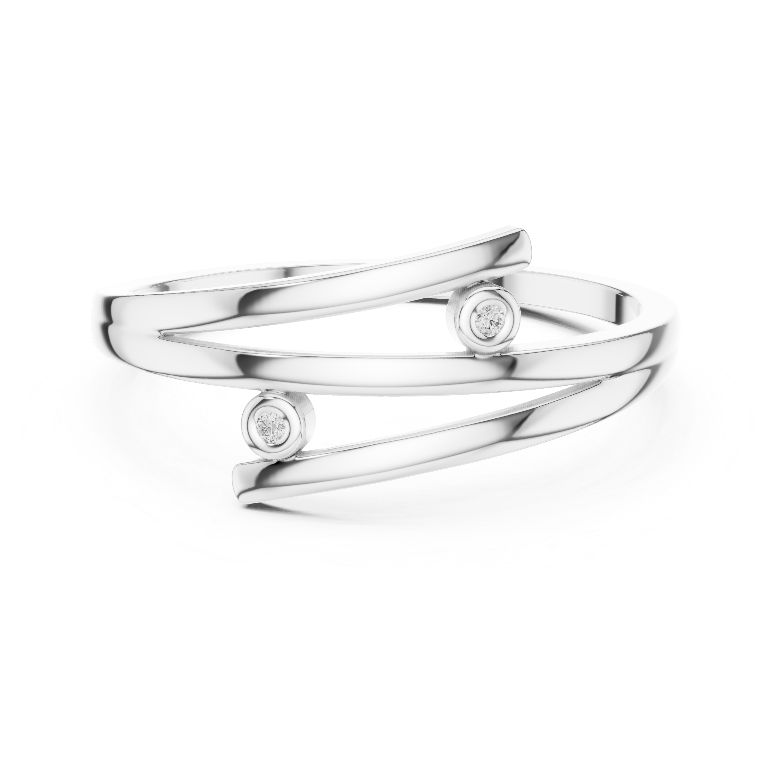 Modern Wrap Diamond Ring – Open Crossover Bezel Set Ring