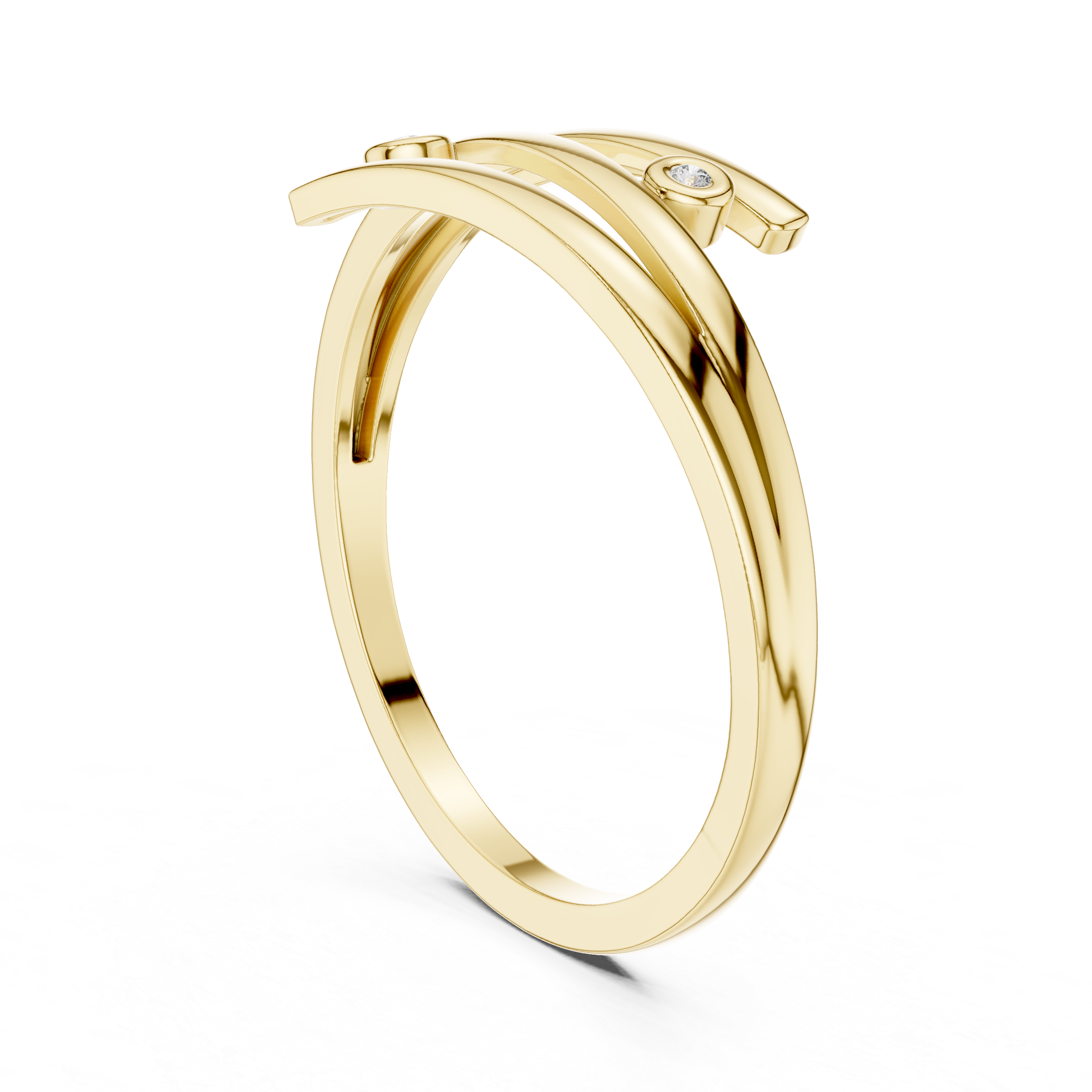 Modern Wrap Diamond Ring – Open Crossover Bezel Set Ring