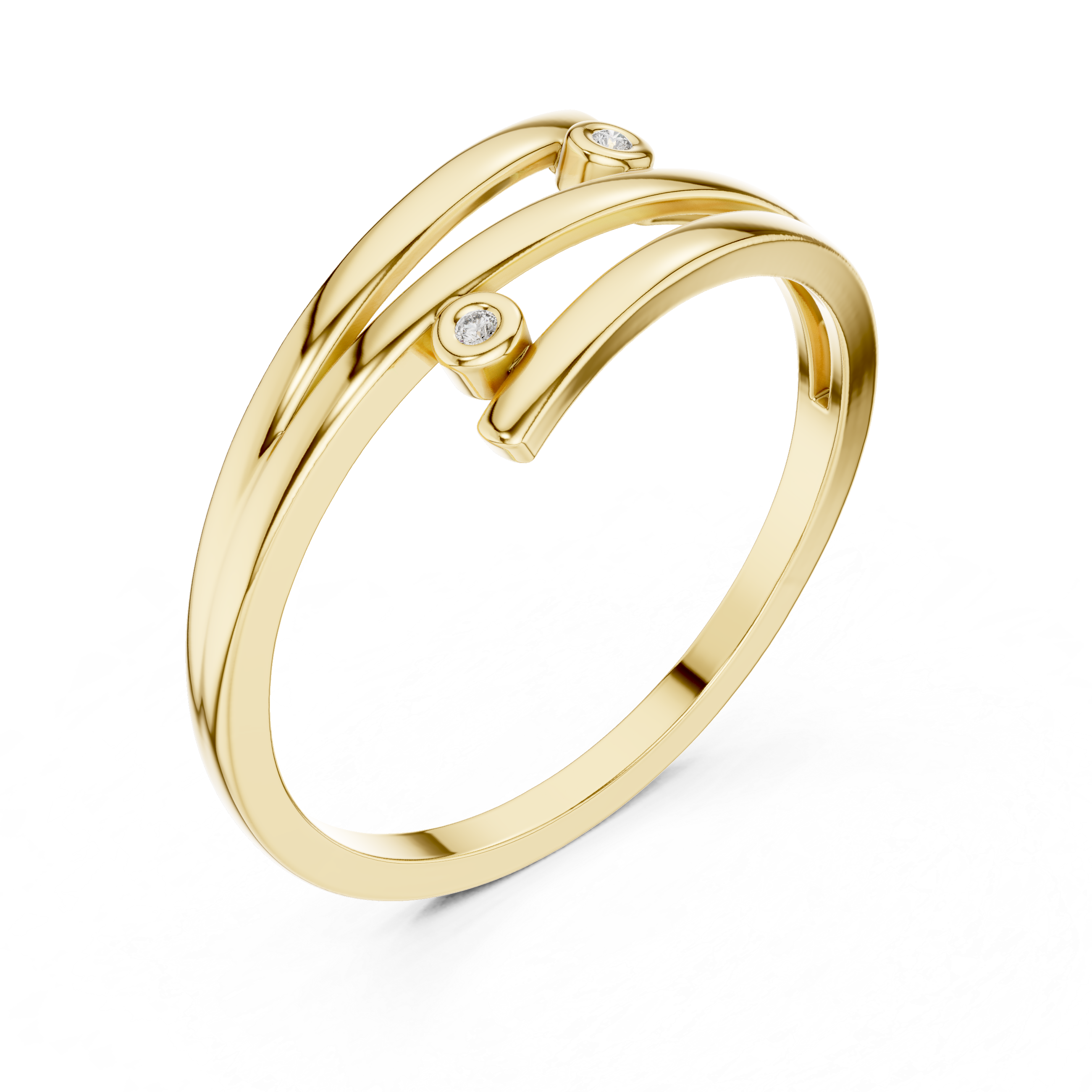 Modern Wrap Diamond Ring – Open Crossover Bezel Set Ring