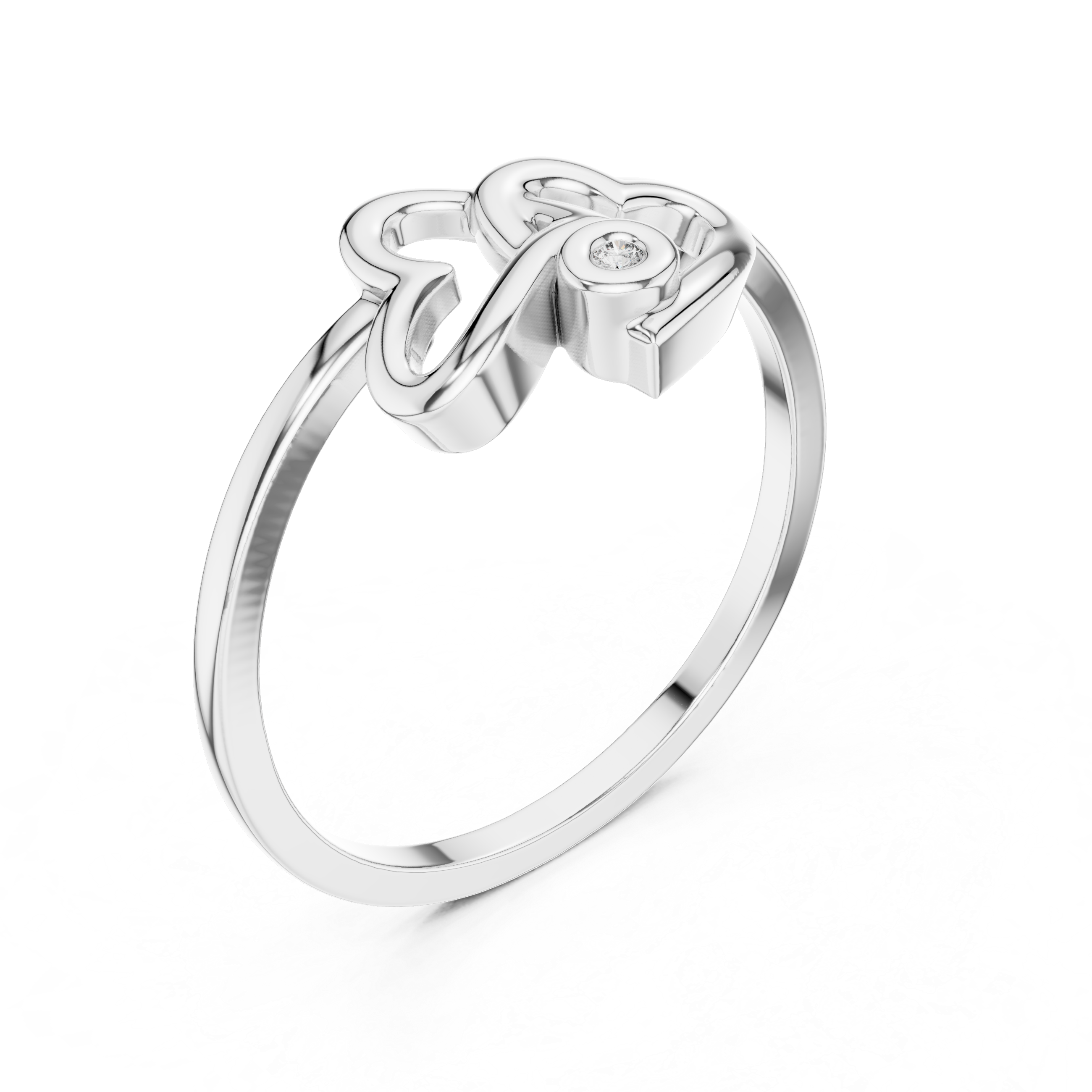 Interlocking Double Heart Diamond Ring – Minimalist Love Promise Ring