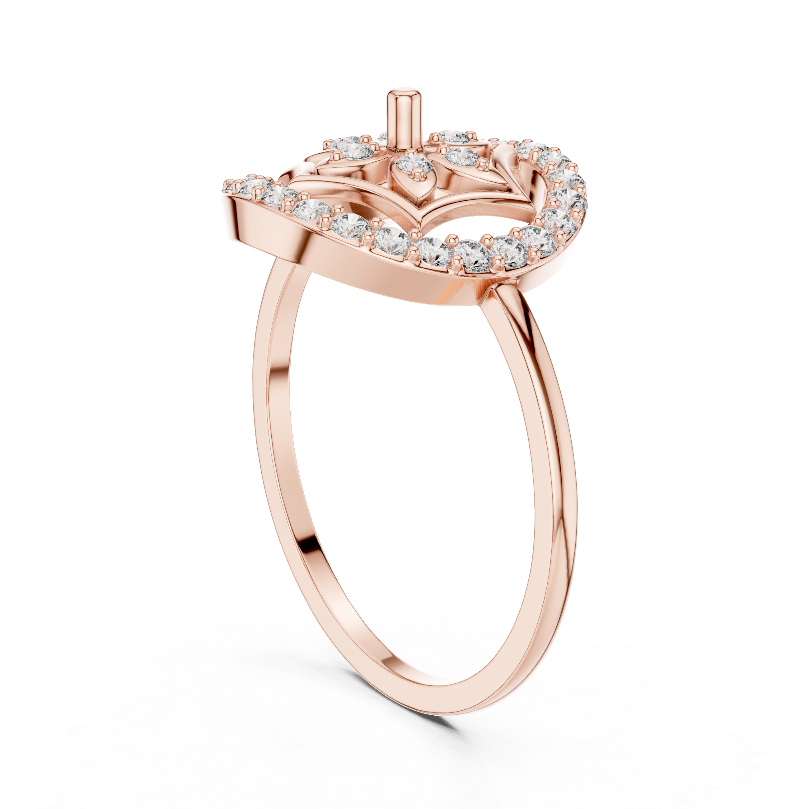 Diamond Mandala Halo Ring – Celestial Floral Circle Statement Ring