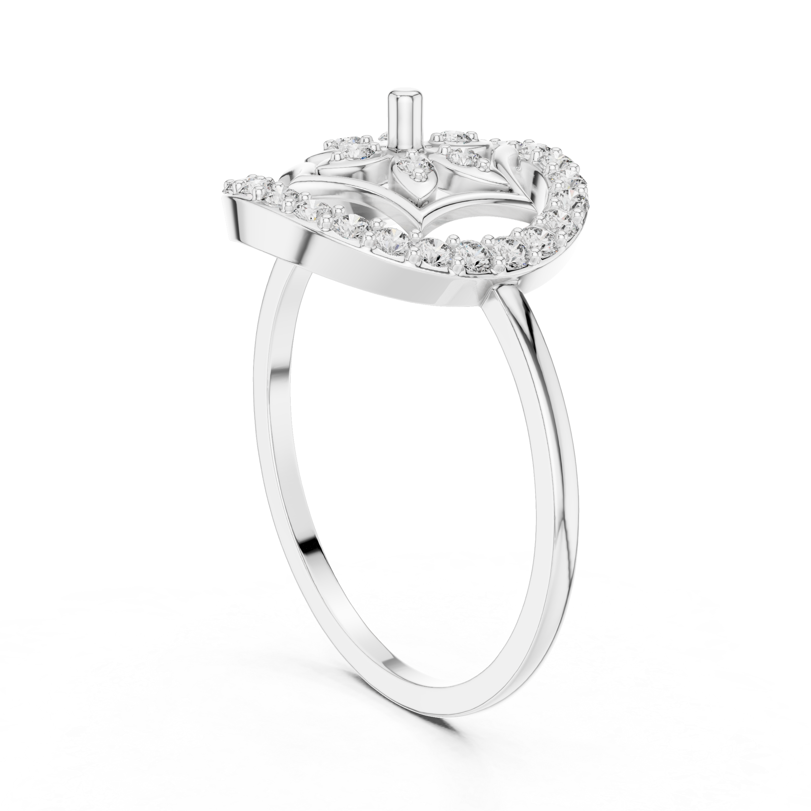Diamond Mandala Halo Ring – Celestial Floral Circle Statement Ring