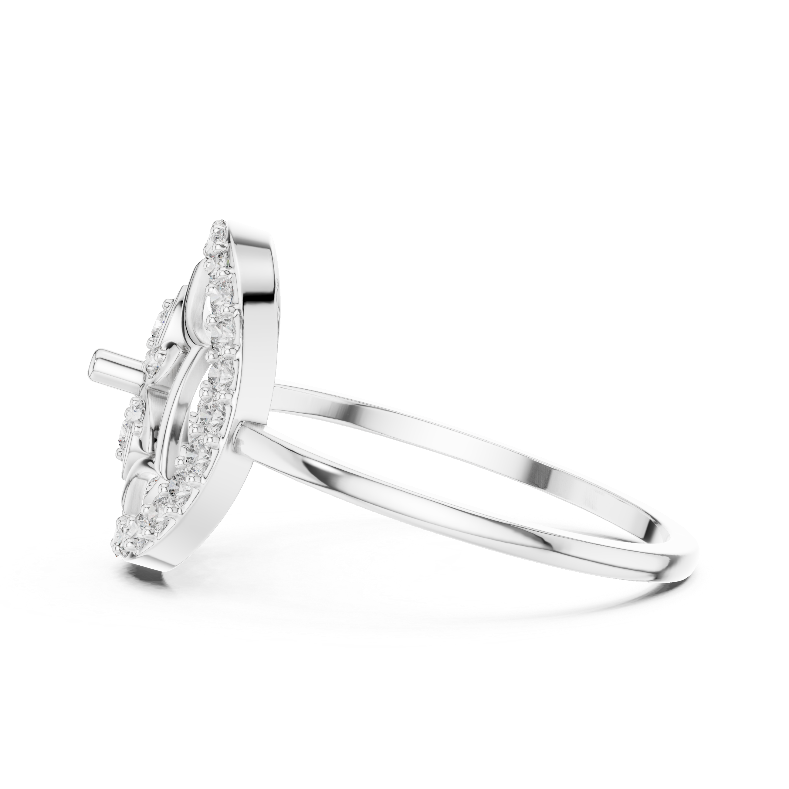 Diamond Mandala Halo Ring – Celestial Floral Circle Statement Ring