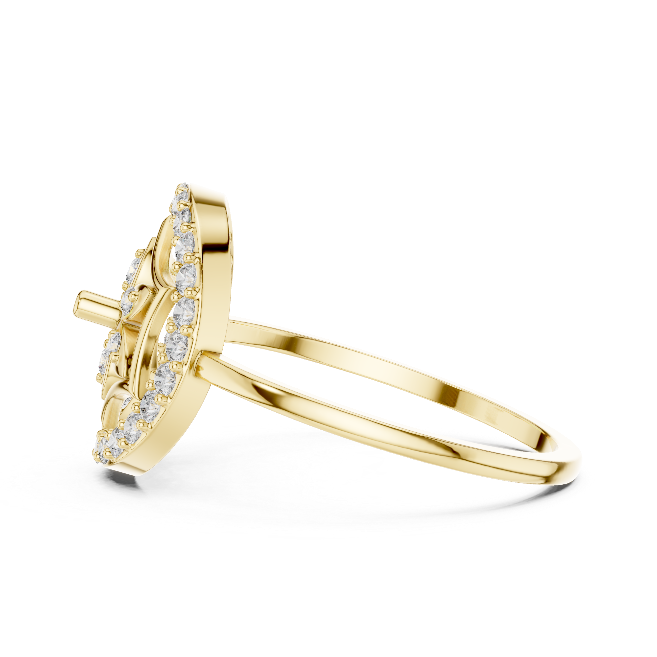 Diamond Mandala Halo Ring – Celestial Floral Circle Statement Ring