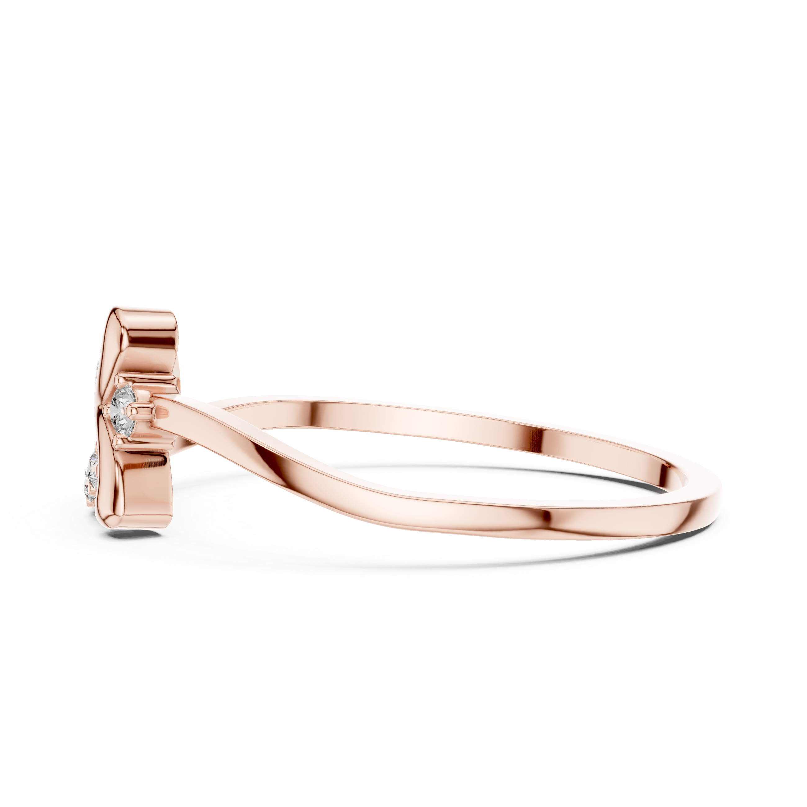 Diamond Swirl Infinity Ring – Open Circle Halo Ring with Contemporary Twist Design