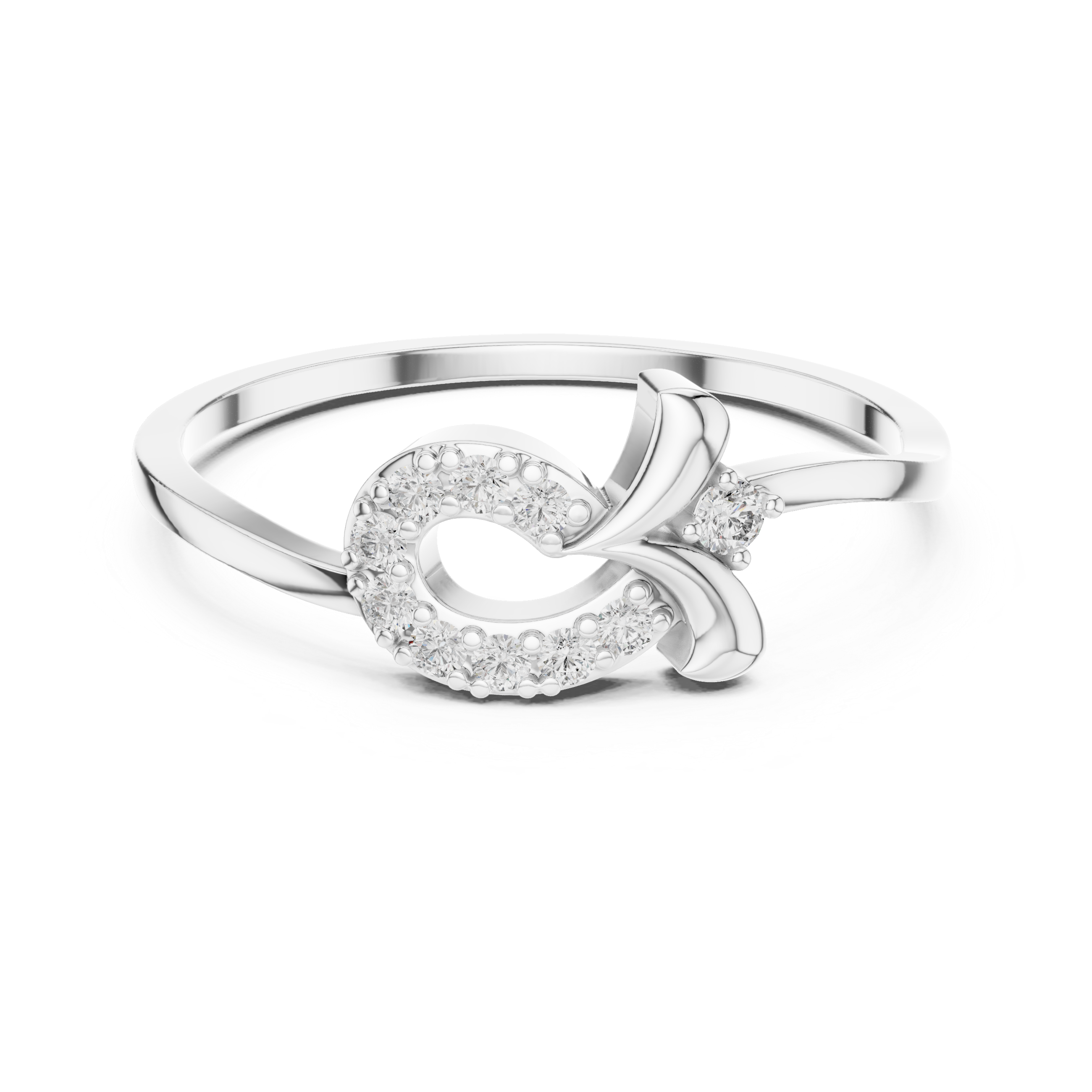 Diamond Swirl Infinity Ring – Open Circle Halo Ring with Contemporary Twist Design