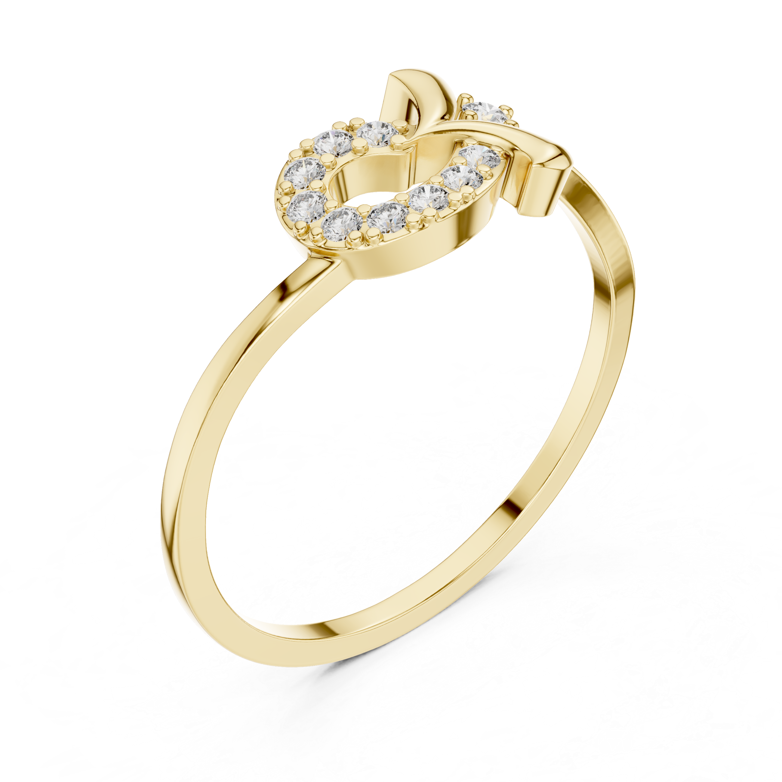 Diamond Swirl Infinity Ring – Open Circle Halo Ring with Contemporary Twist Design